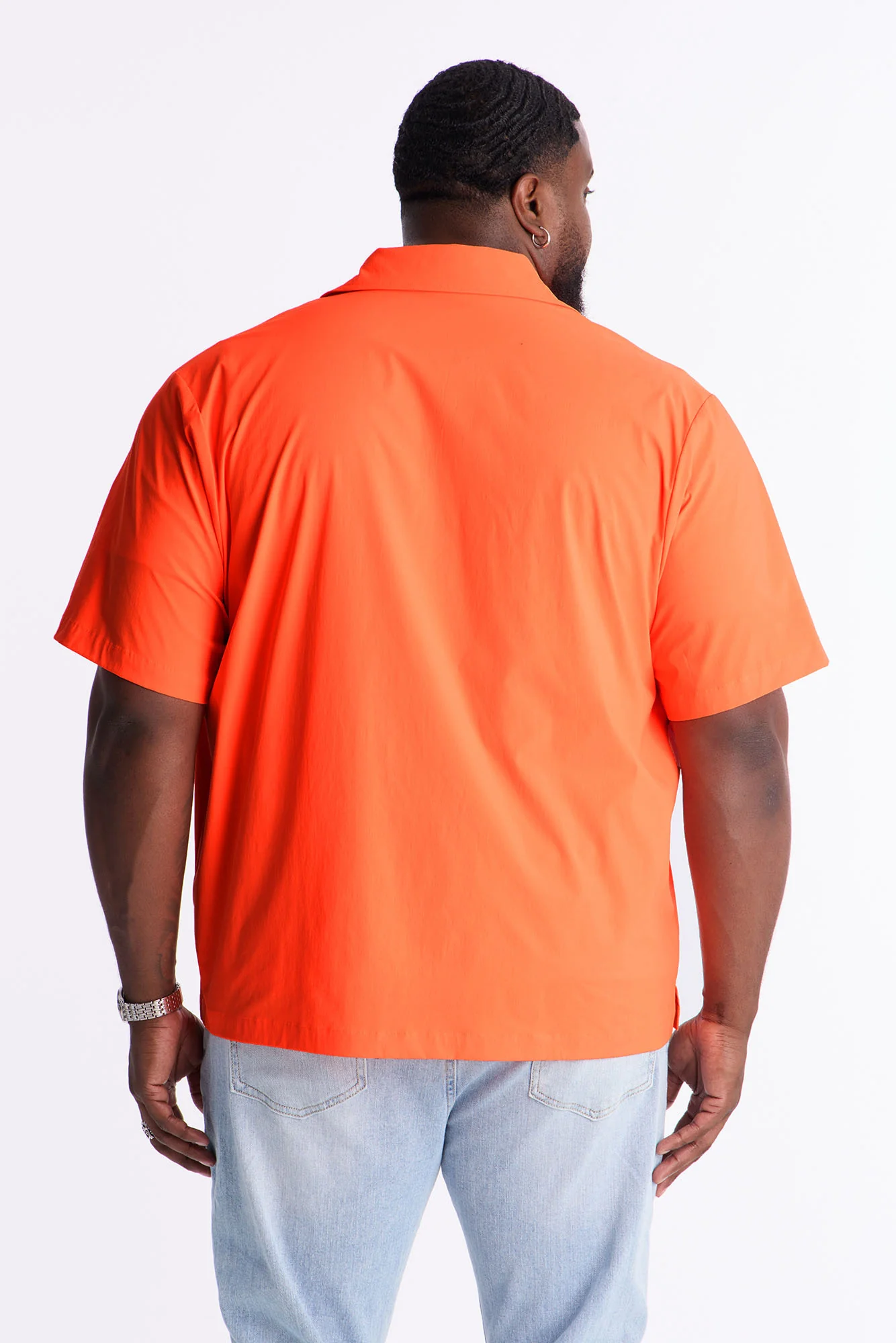 Montez Cuban Collar Button Up Shirt - Orange - Image 6