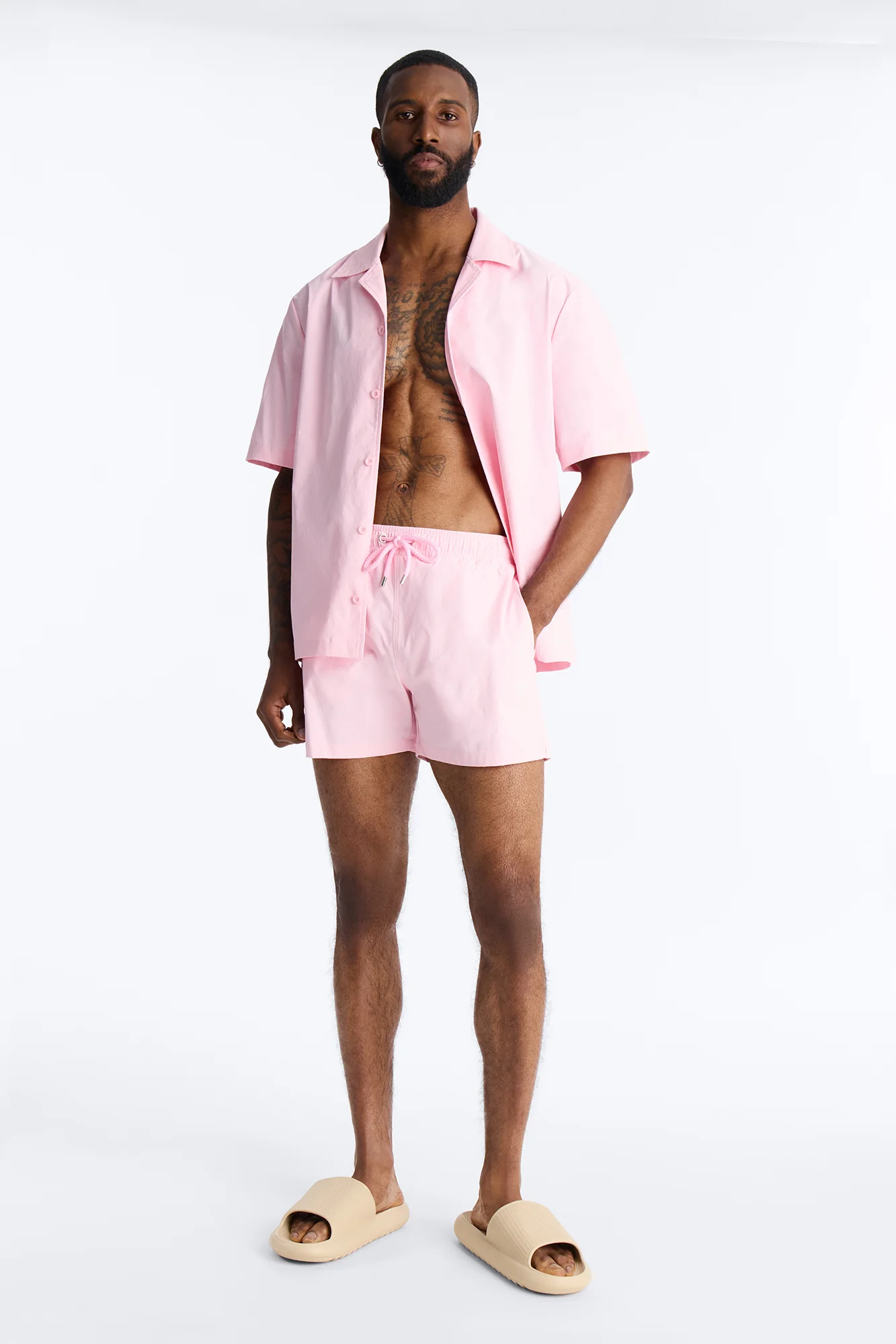 Montez Stretch Swim Trunk 4″ - Pink - Image 2