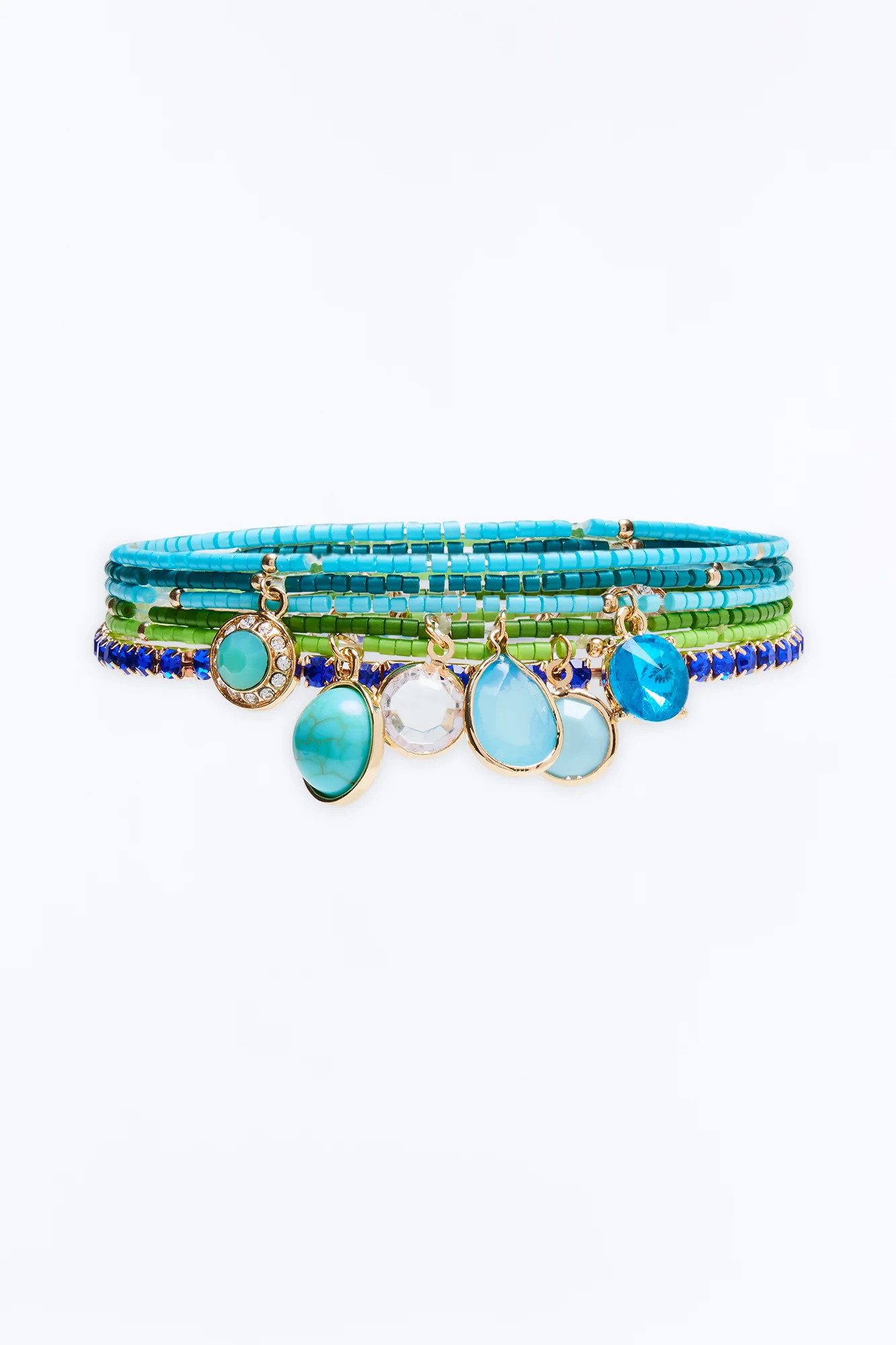 Moon Jewel 6 Piece Anklet Set - Blue/combo