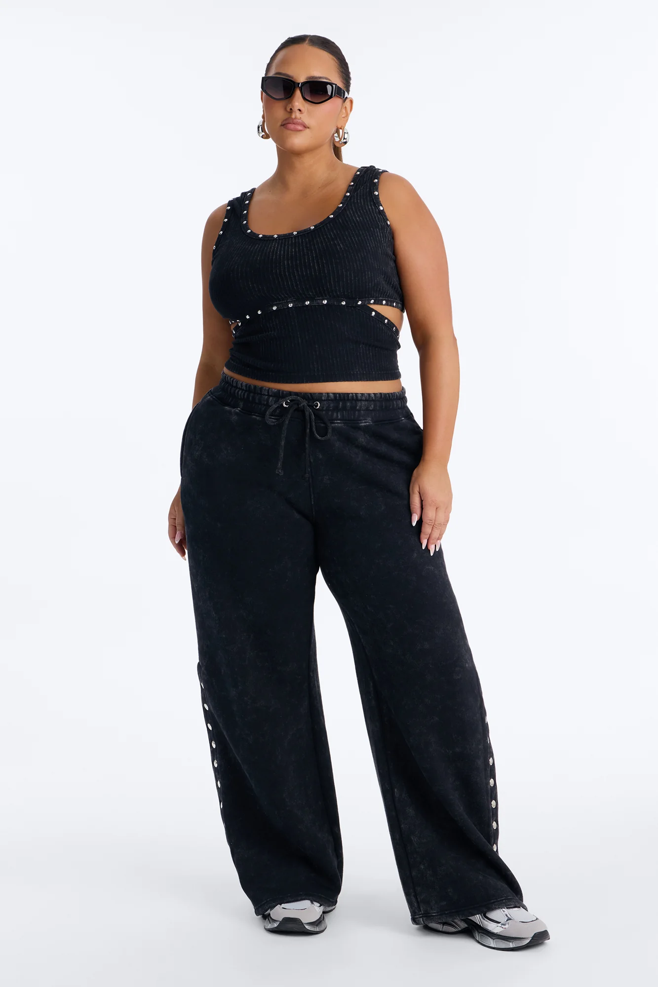 More Than A Studded Fleece Pant Set - Black - Image 5