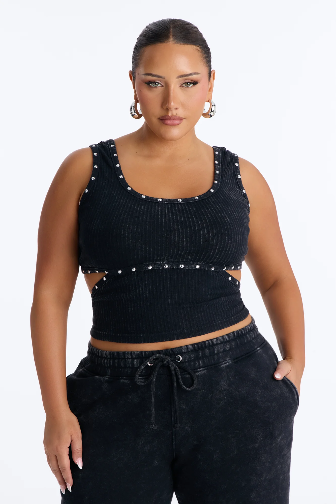 More Than A Studded Fleece Pant Set - Black - Image 6