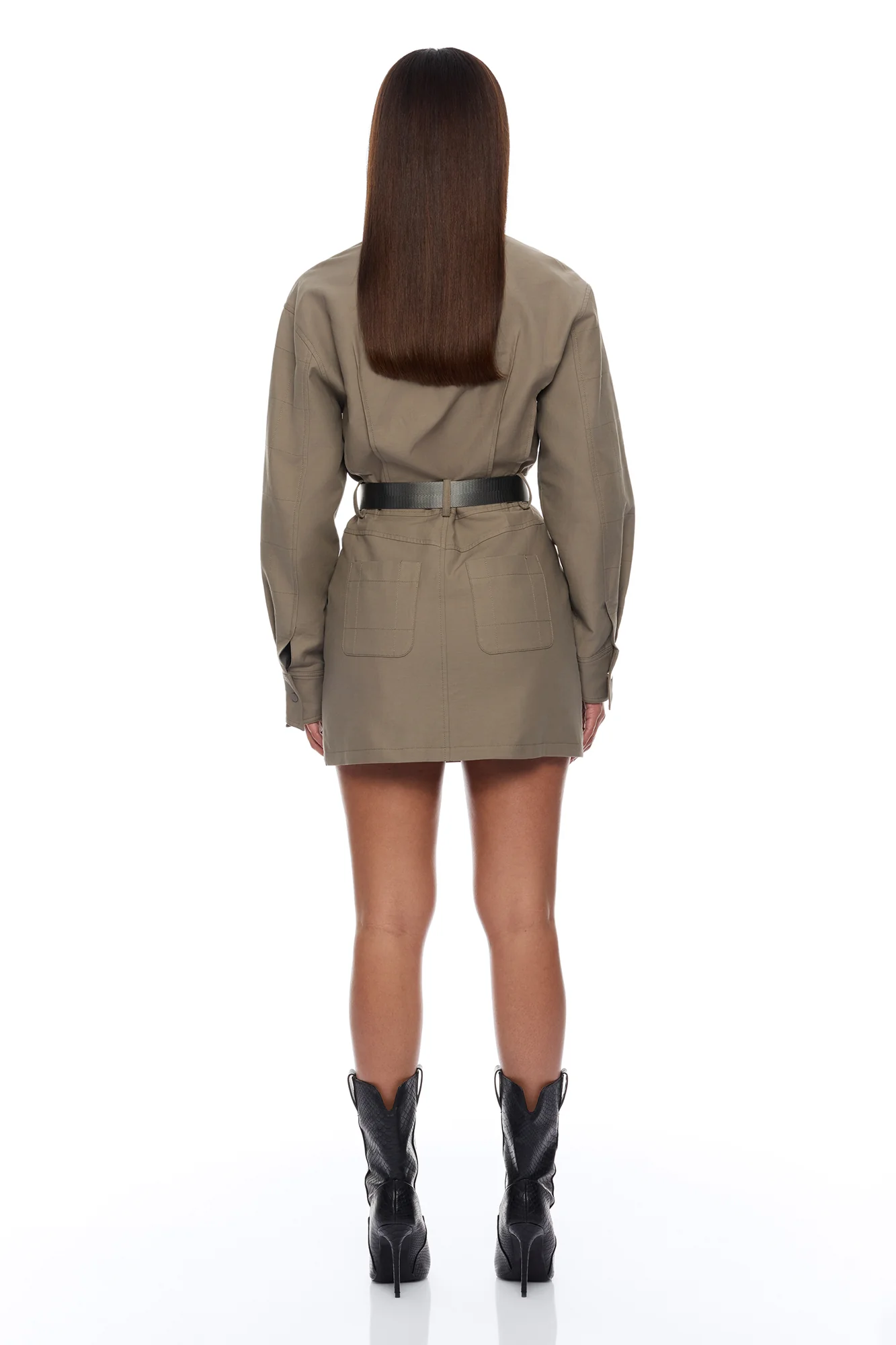 Morgan Belted Cargo Mini Dress - Olive - Image 4