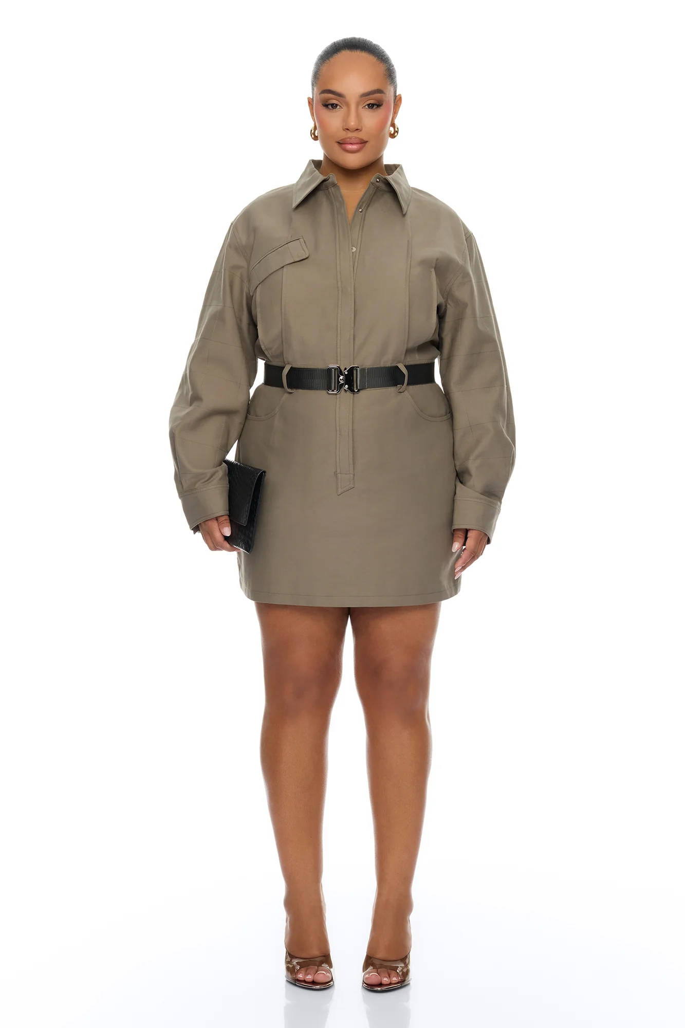 Morgan Belted Cargo Mini Dress - Olive - Image 5