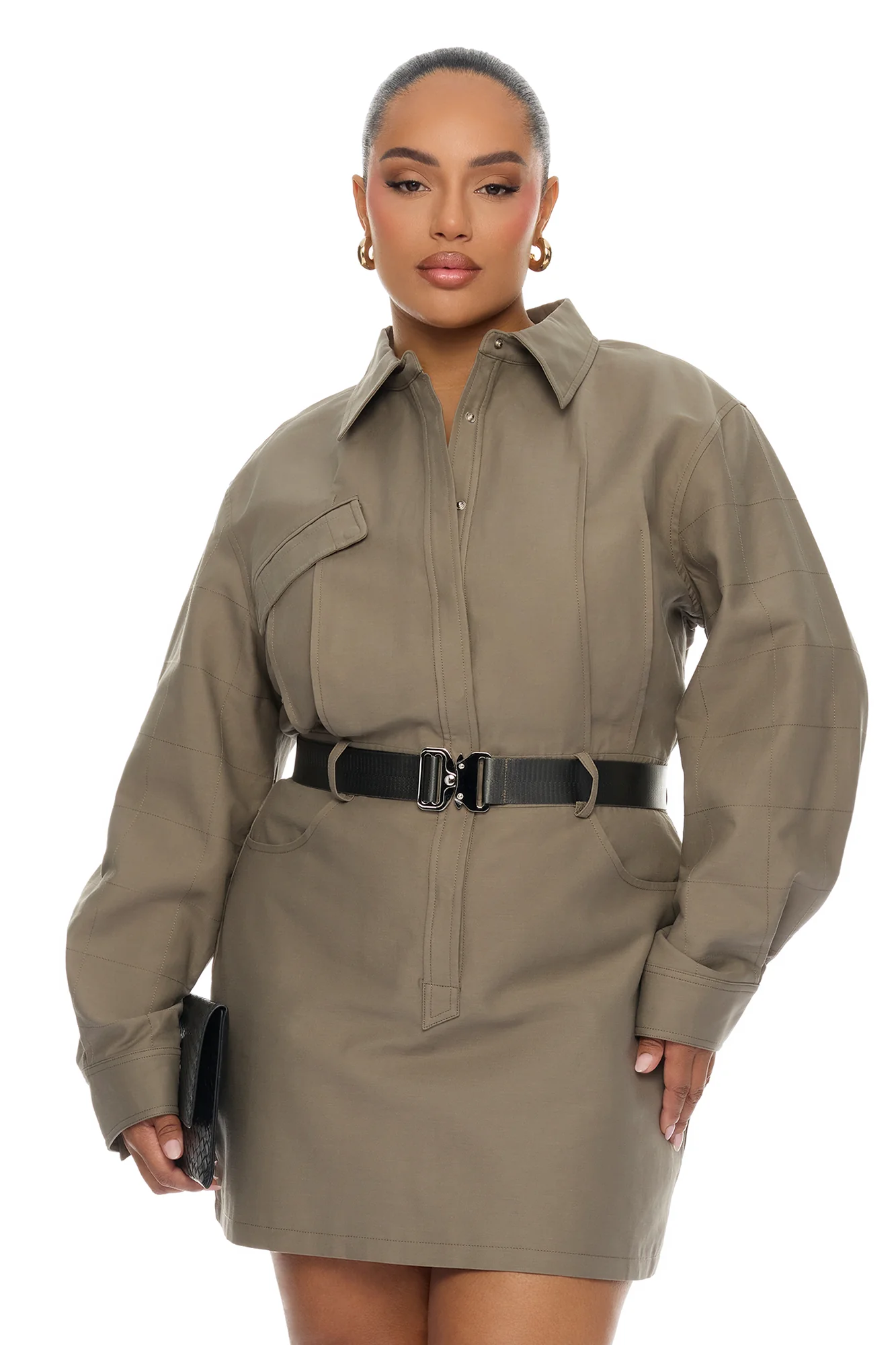 Morgan Belted Cargo Mini Dress - Olive - Image 6