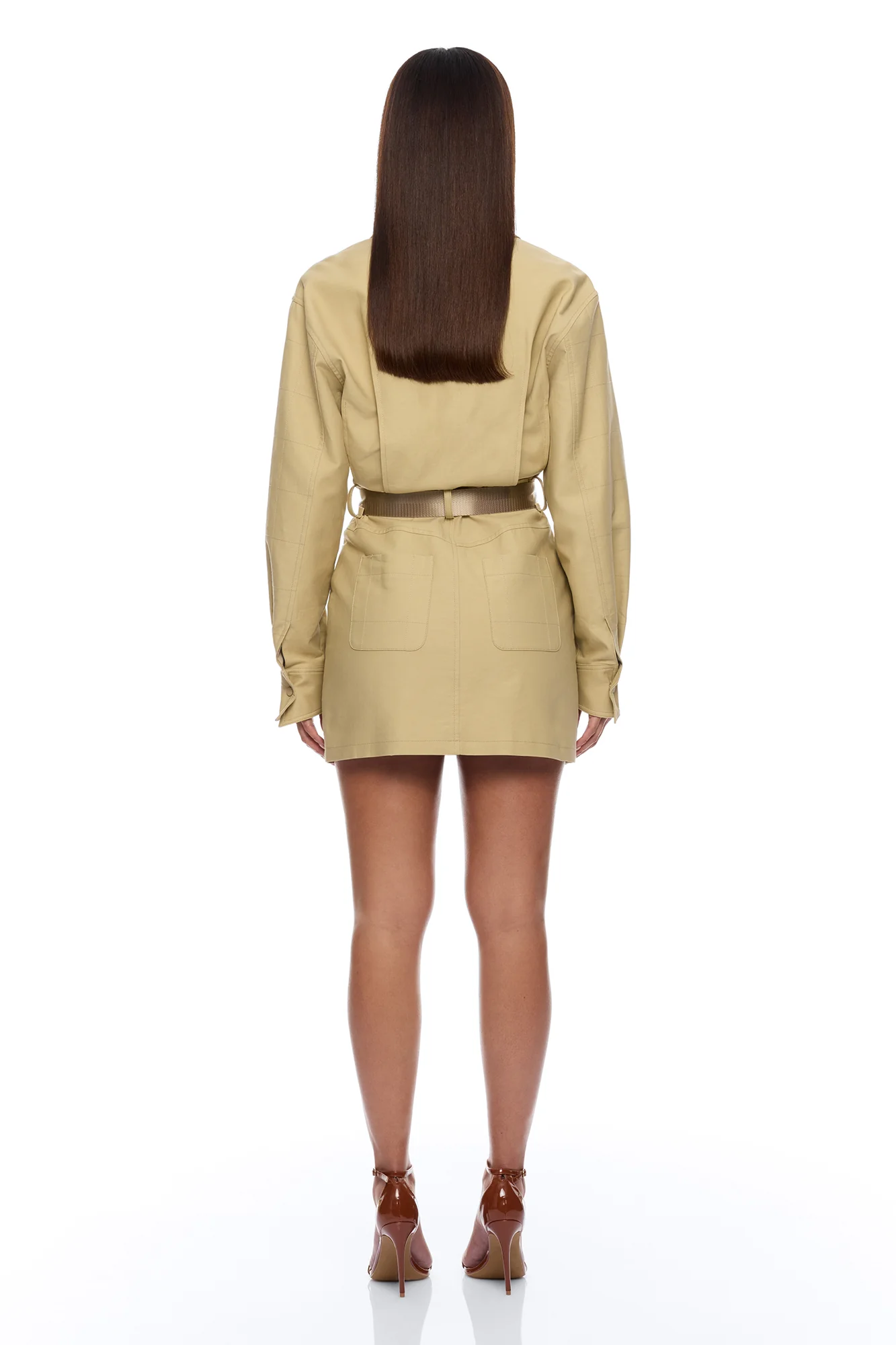Morgan Belted Cargo Mini Dress - Taupe - Image 4