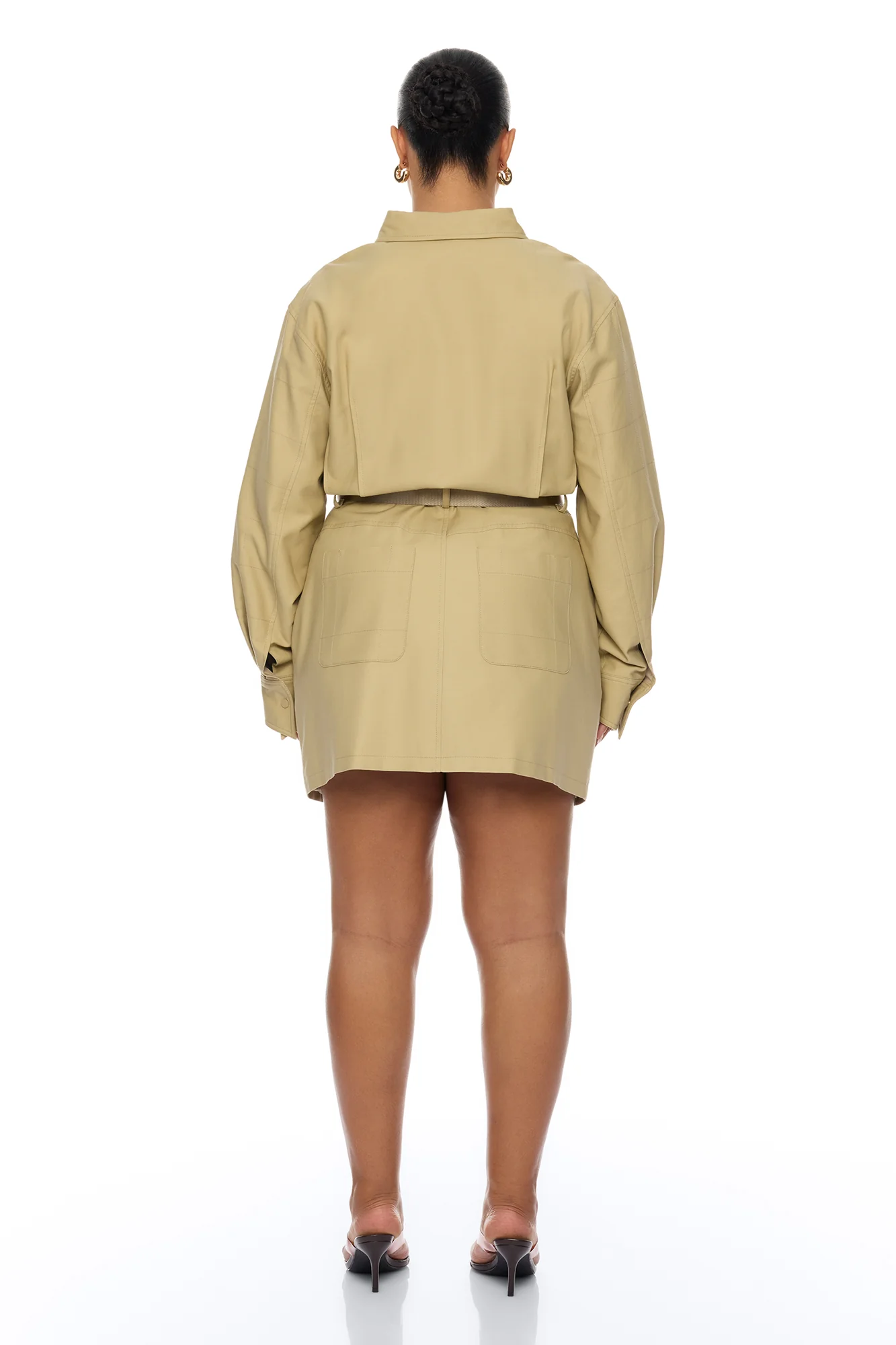 Morgan Belted Cargo Mini Dress - Taupe - Image 8