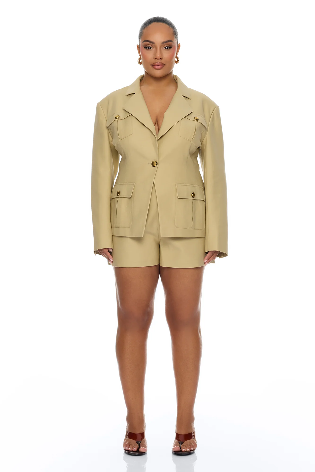 Morgan Cargo Blazer - Taupe - Image 5