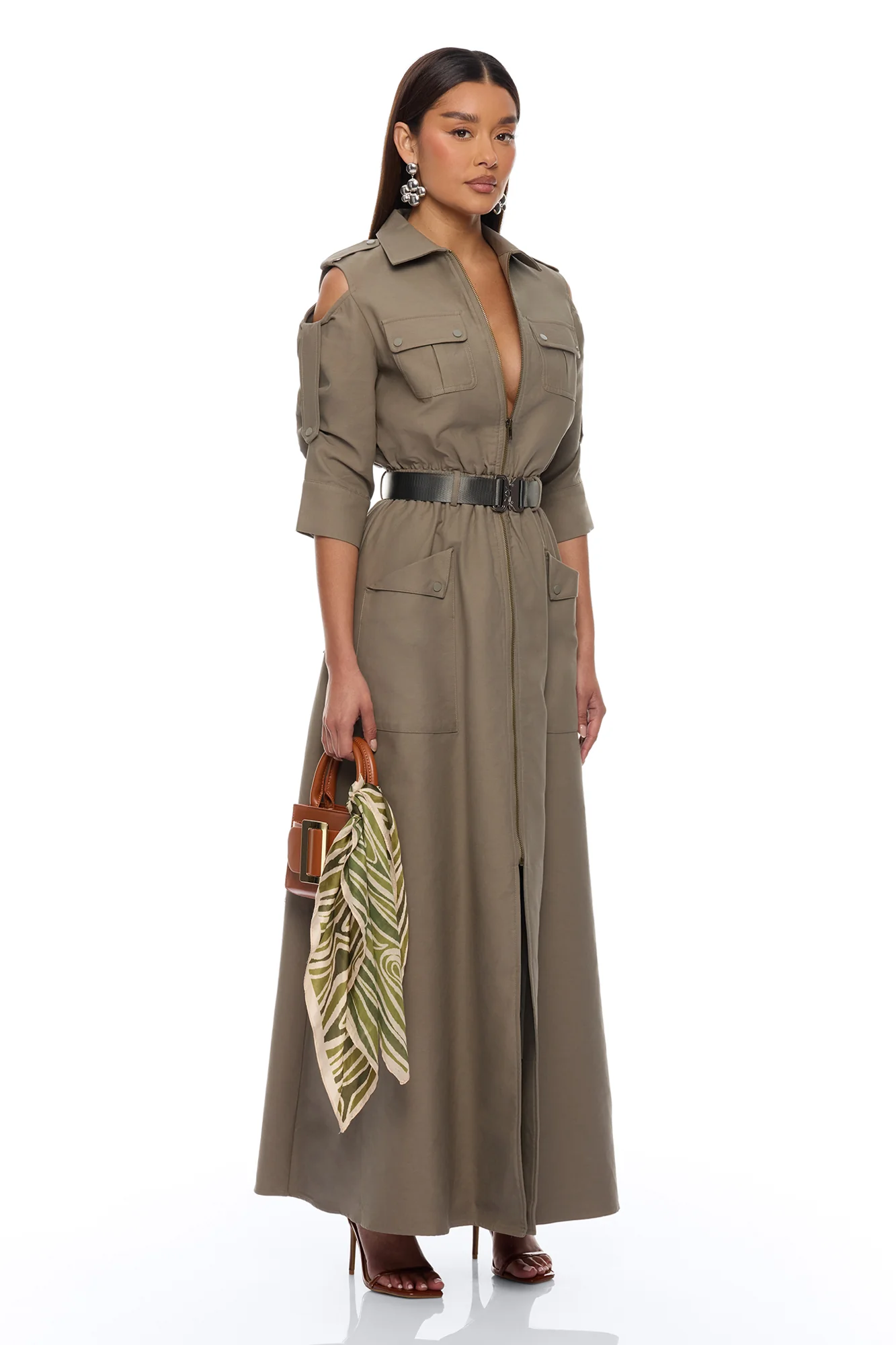 Morgan Cargo Maxi Dress - Olive