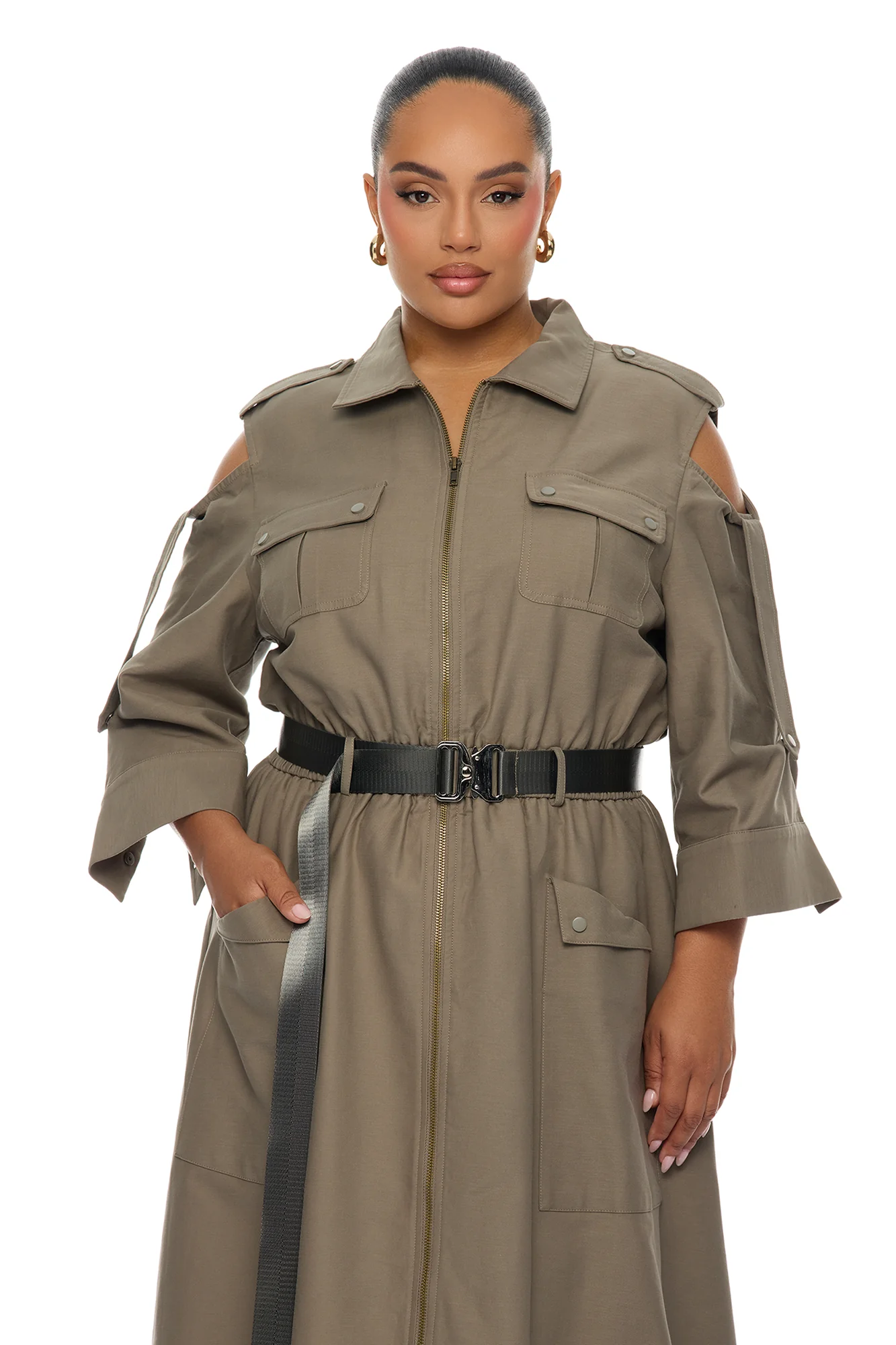 Morgan Cargo Maxi Dress - Olive - Image 6