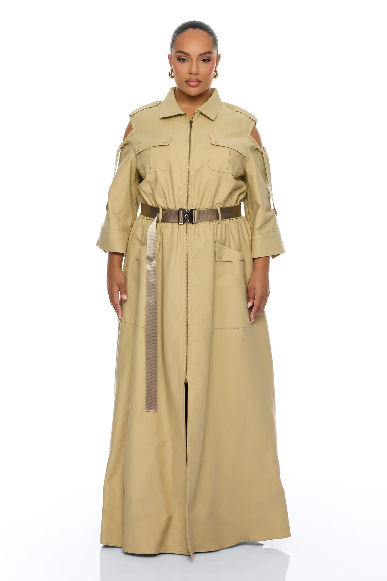 Morgan Cargo Maxi Dress - Taupe - Image 5