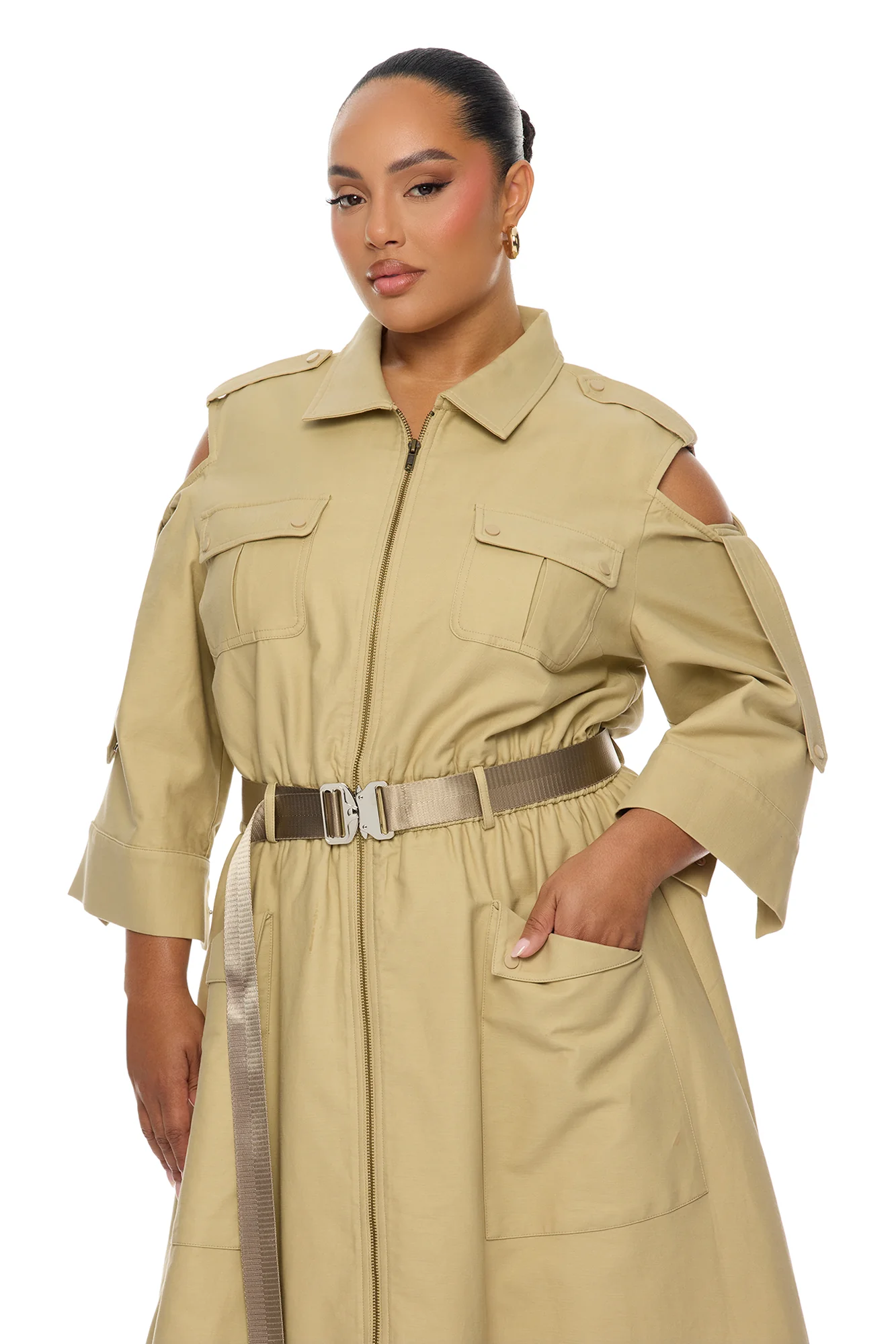Morgan Cargo Maxi Dress - Taupe - Image 6