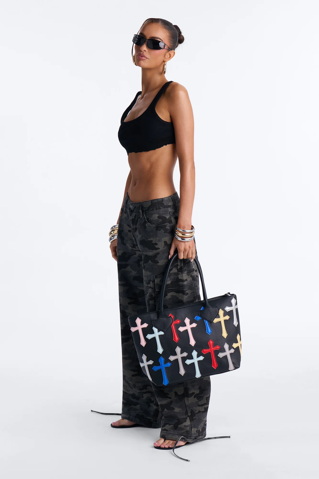 Most Faithful Shopper Faux Leather Tote - Black/combo - Image 2