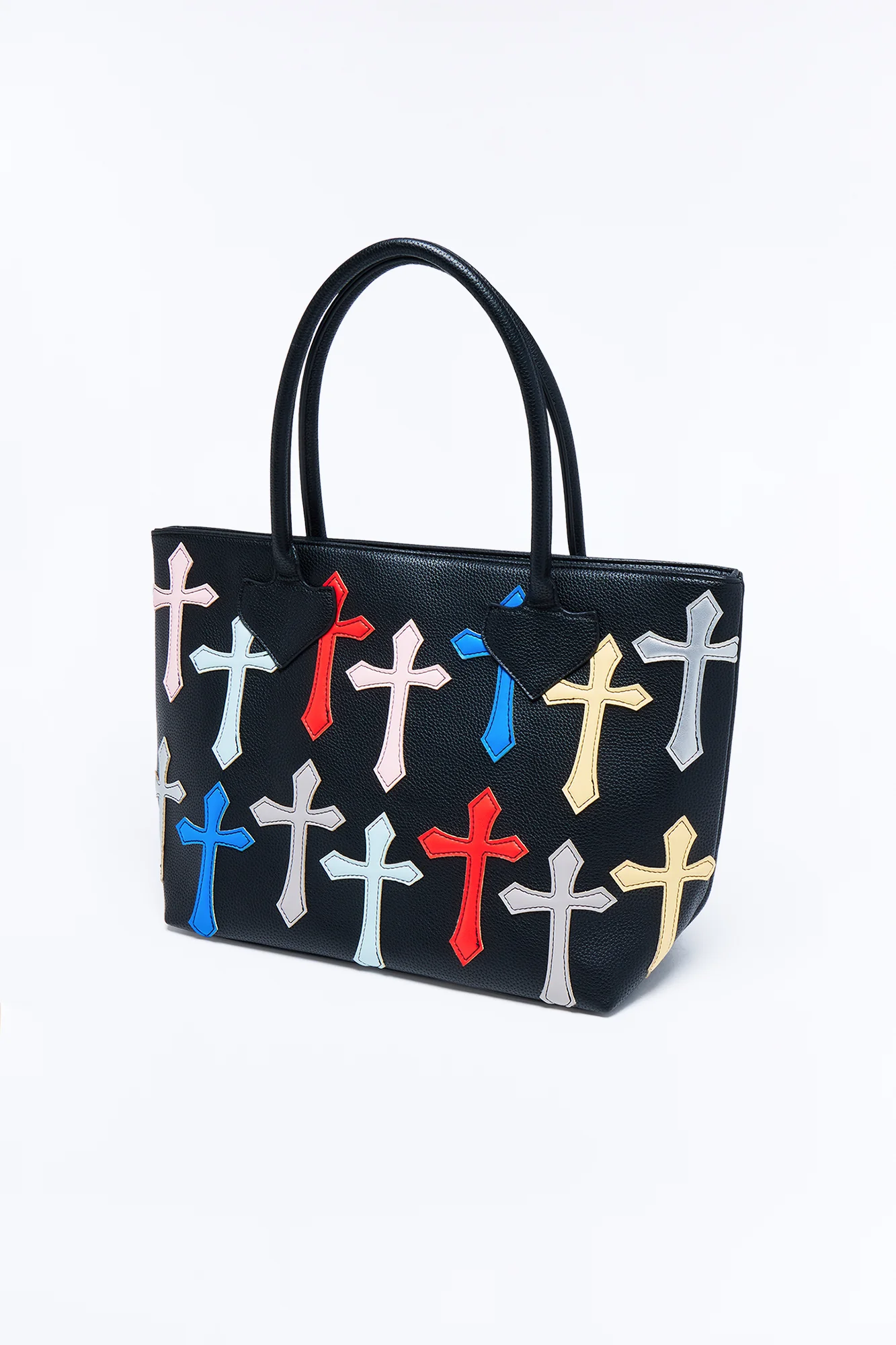 Most Faithful Shopper Faux Leather Tote - Black/combo - Image 4