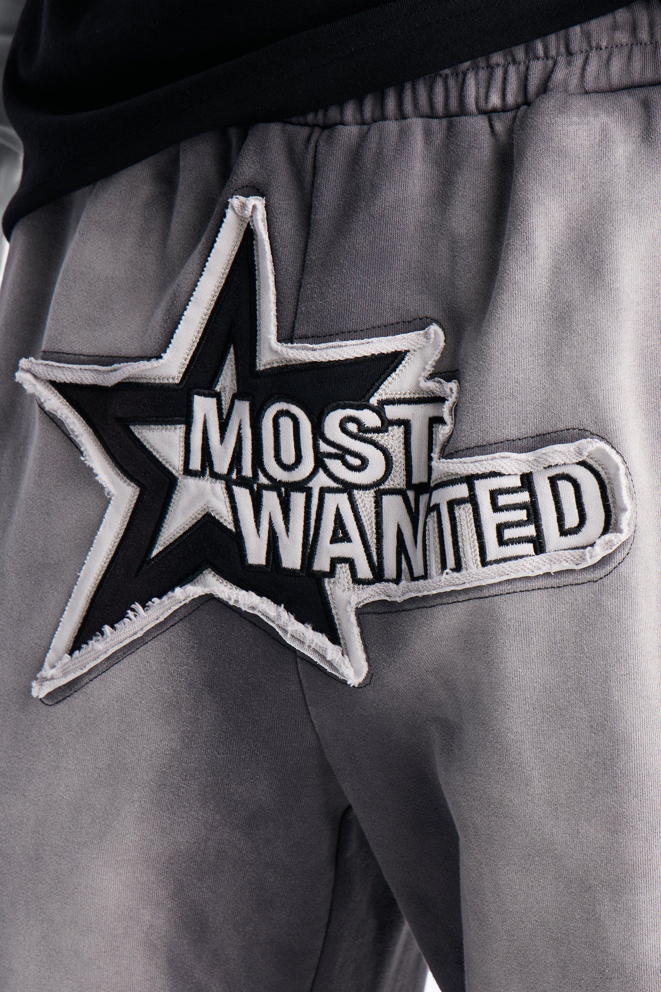 Most Wanted Star Patch Sweatpants - Black Wash - Image 4