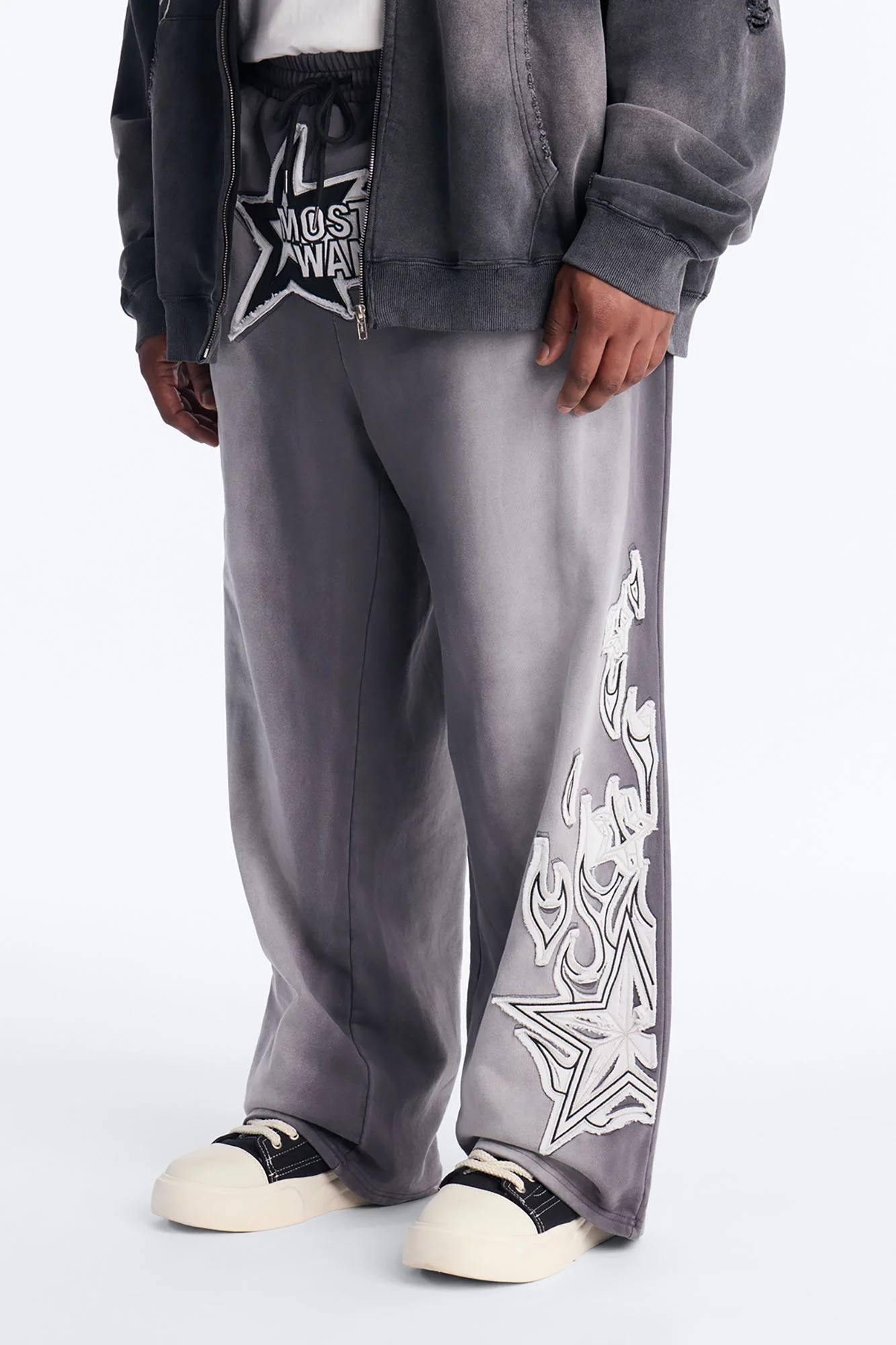 Most Wanted Star Patch Sweatpants - Black Wash - Image 7