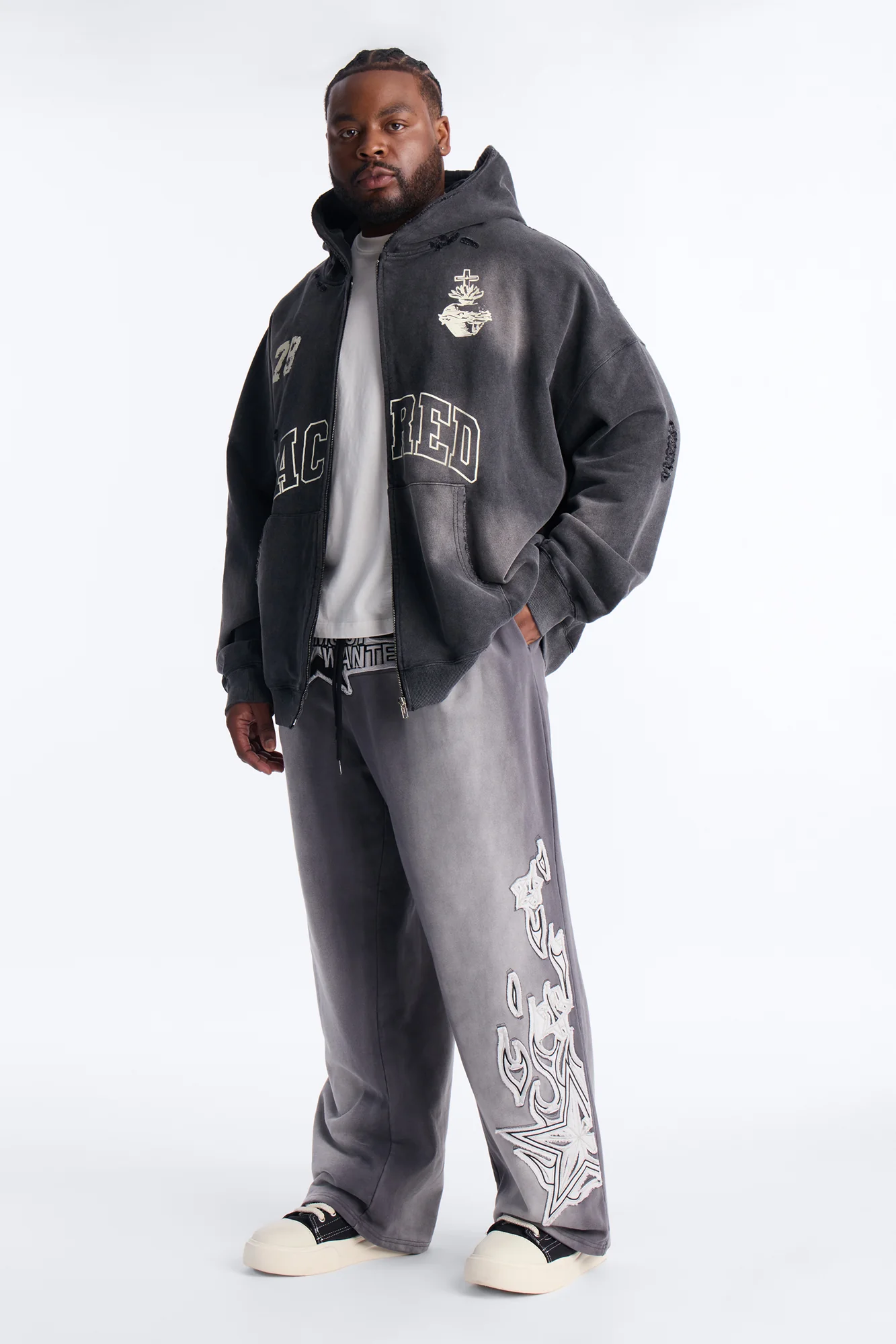 Most Wanted Star Patch Sweatpants - Black Wash - Image 8