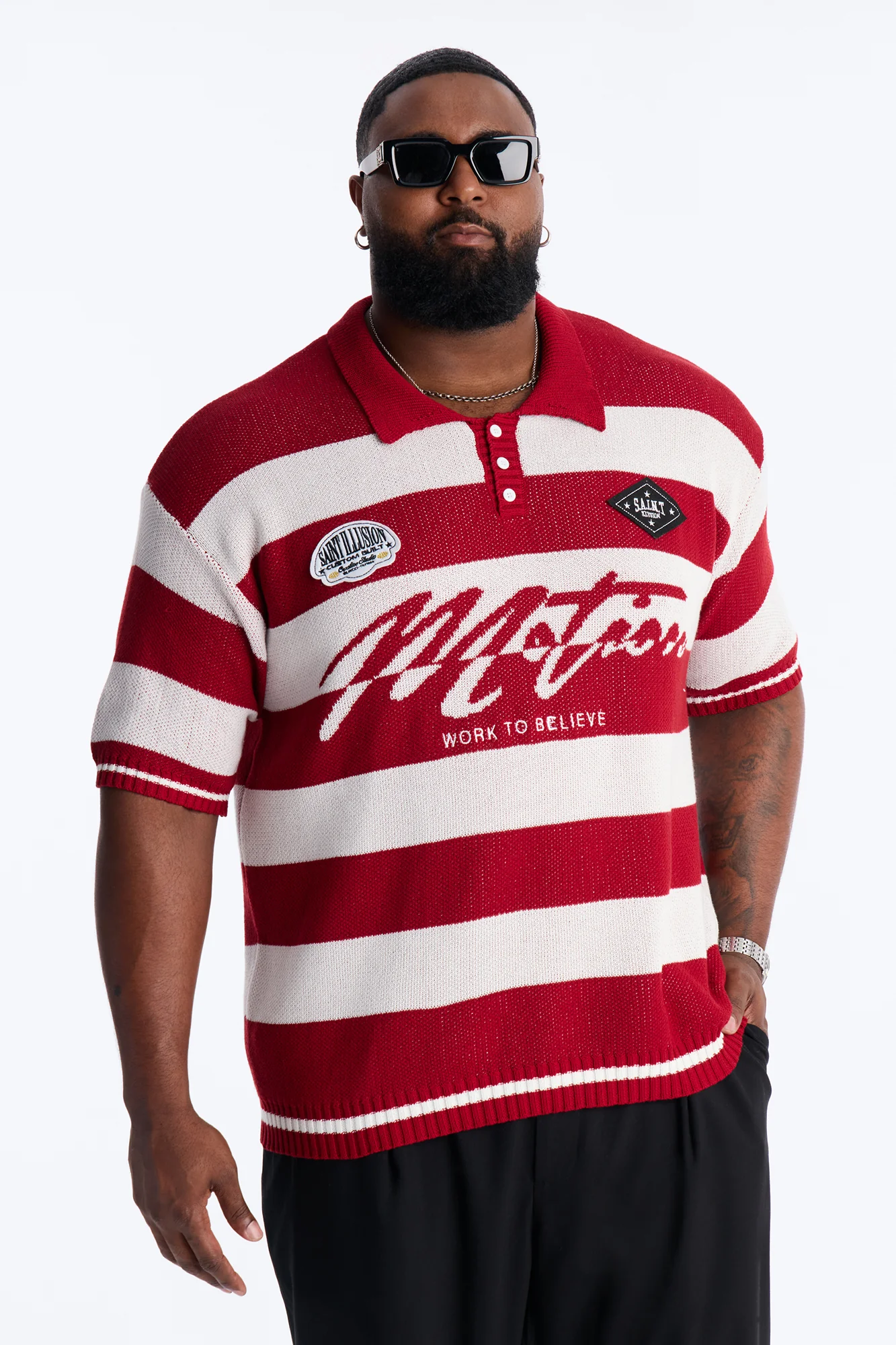 Motion Lines Short Sleeve Polo - Burgundy - Image 5