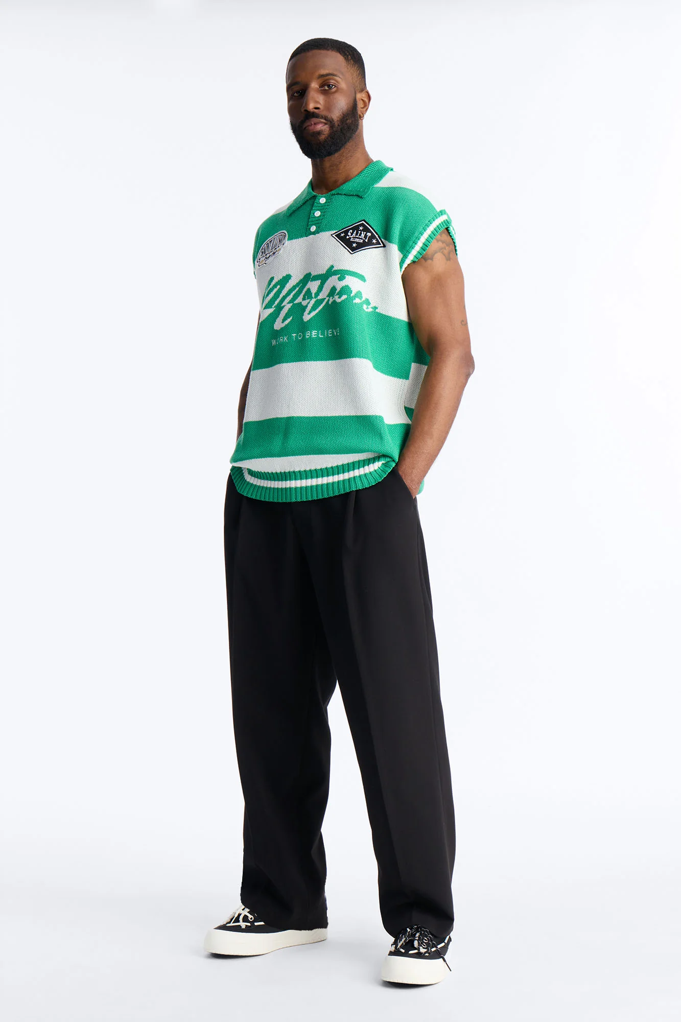 Motion Lines Sweater Vest - Green - Image 2
