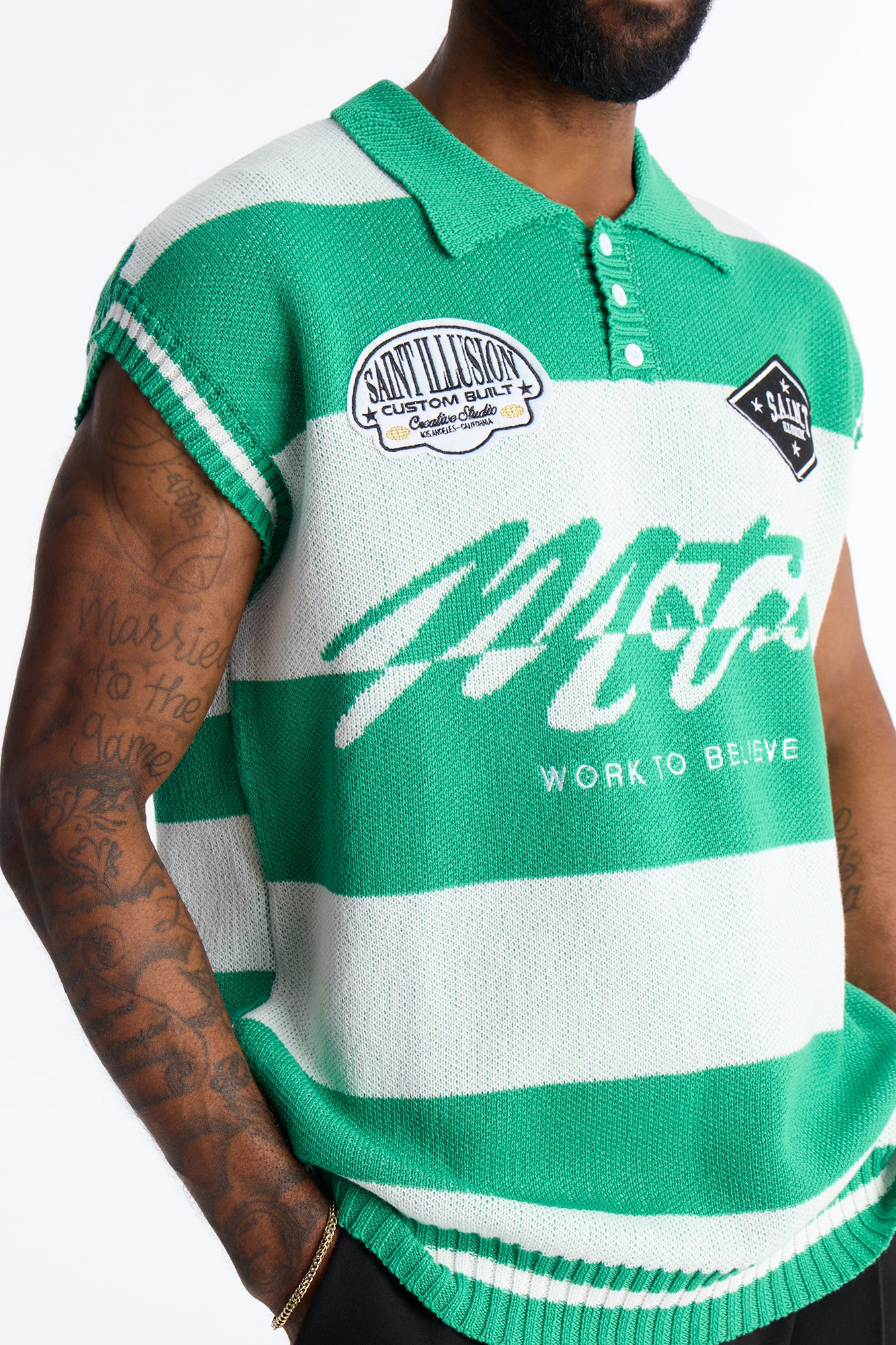 Motion Lines Sweater Vest - Green - Image 3