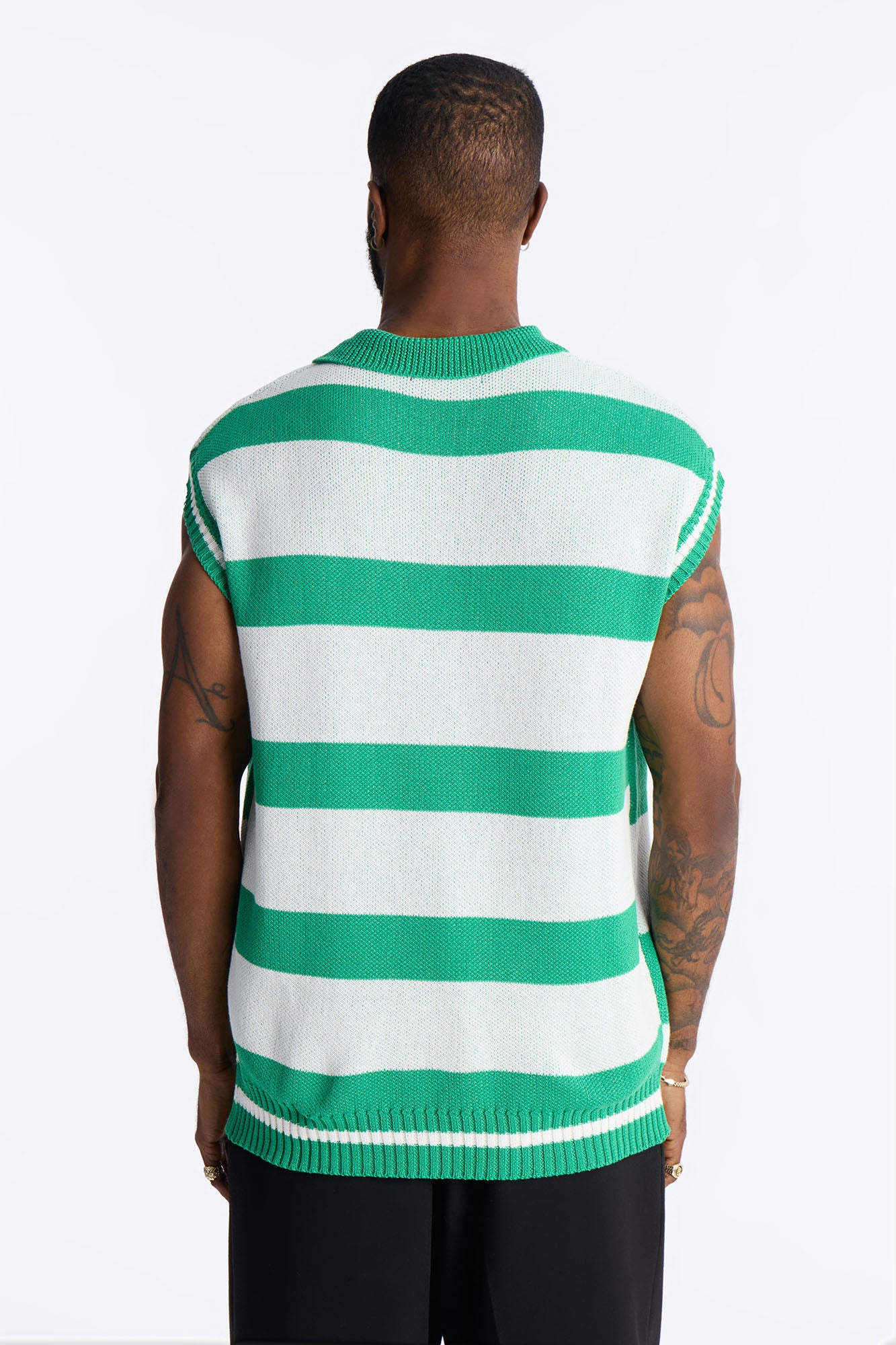 Motion Lines Sweater Vest - Green - Image 4