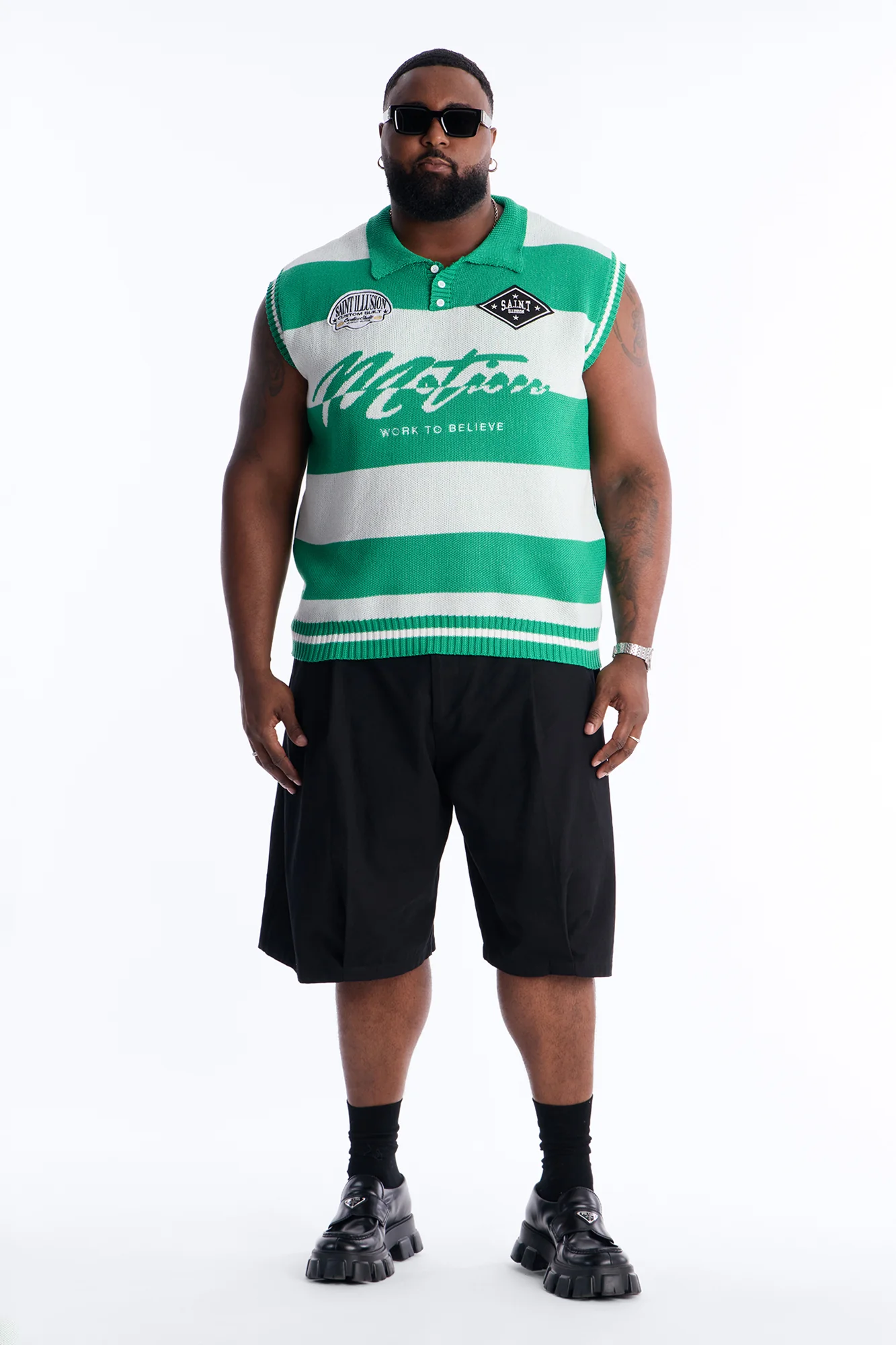 Motion Lines Sweater Vest - Green - Image 6