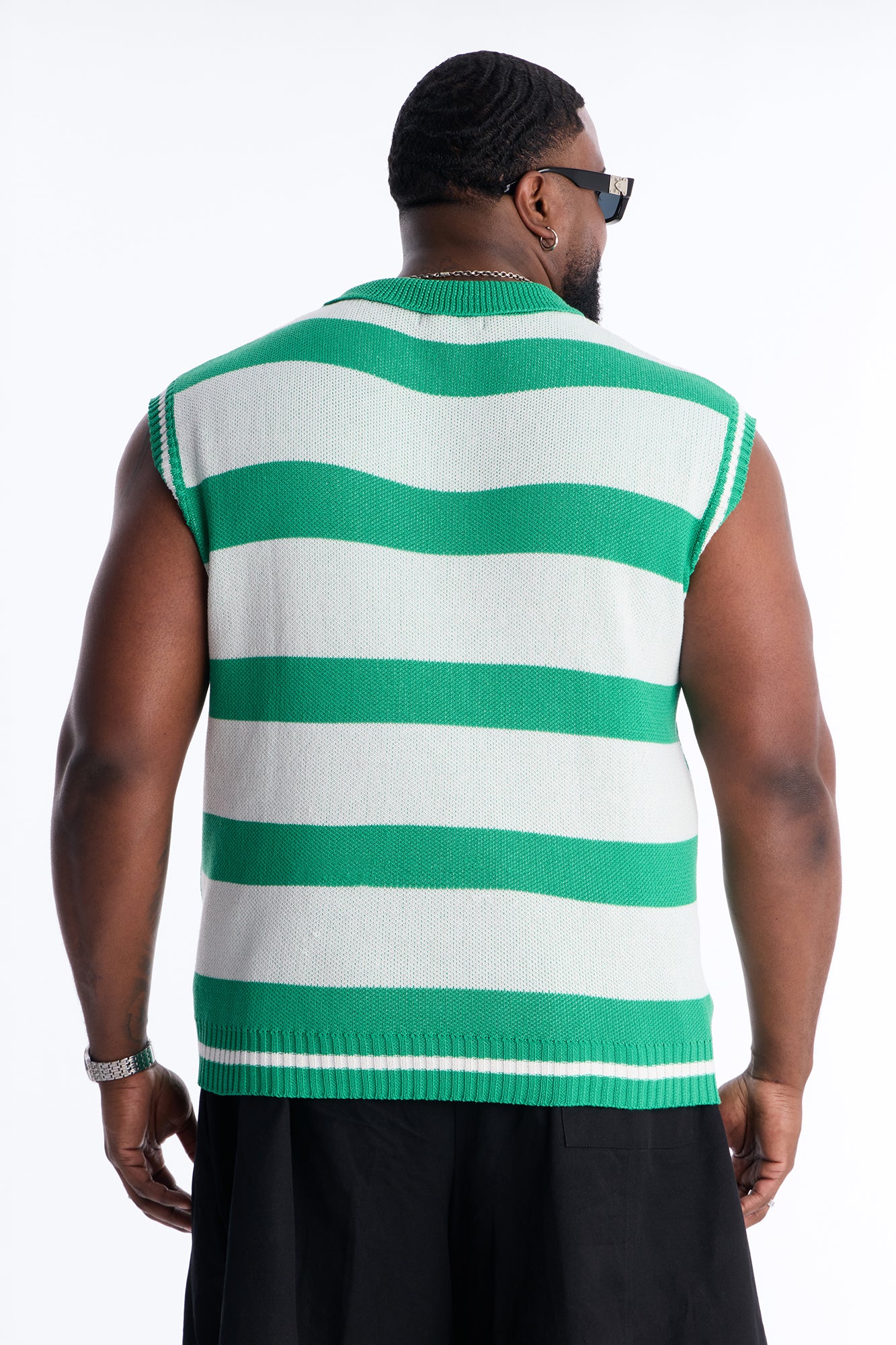 Motion Lines Sweater Vest - Green - Image 8