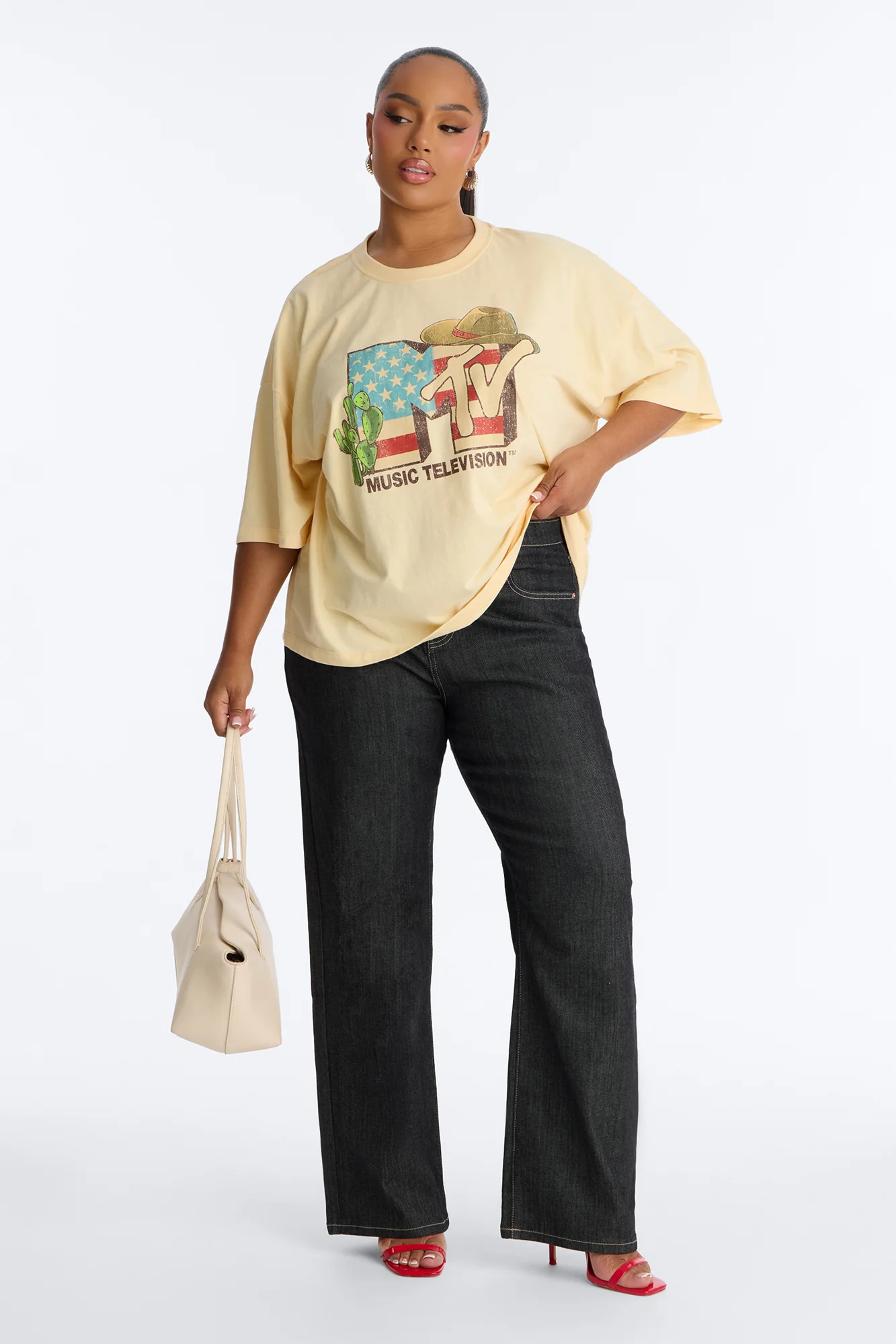 MTV Western Boxy Tee - Butter Yellow - Image 4