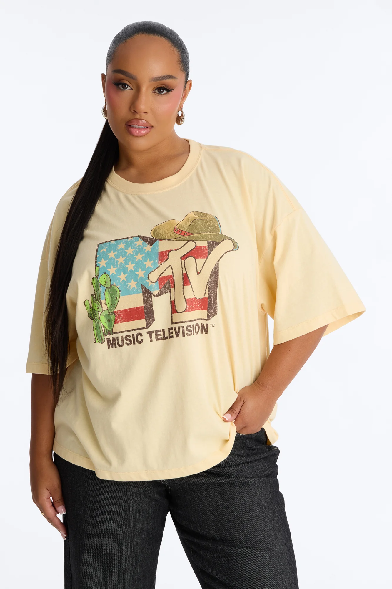 MTV Western Boxy Tee - Butter Yellow - Image 5