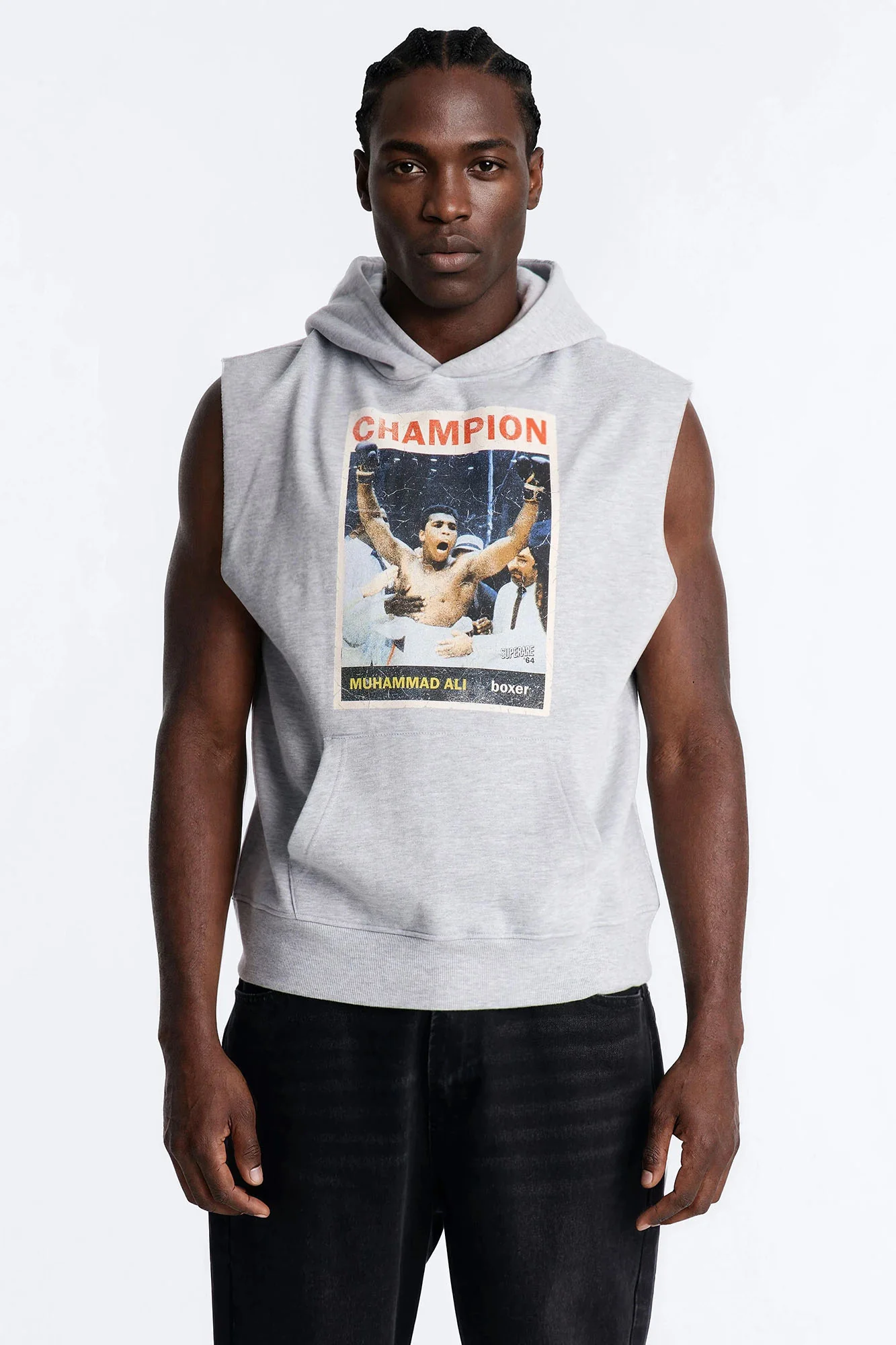 Muhammad Ali Muscle Hoodie - Heather Grey