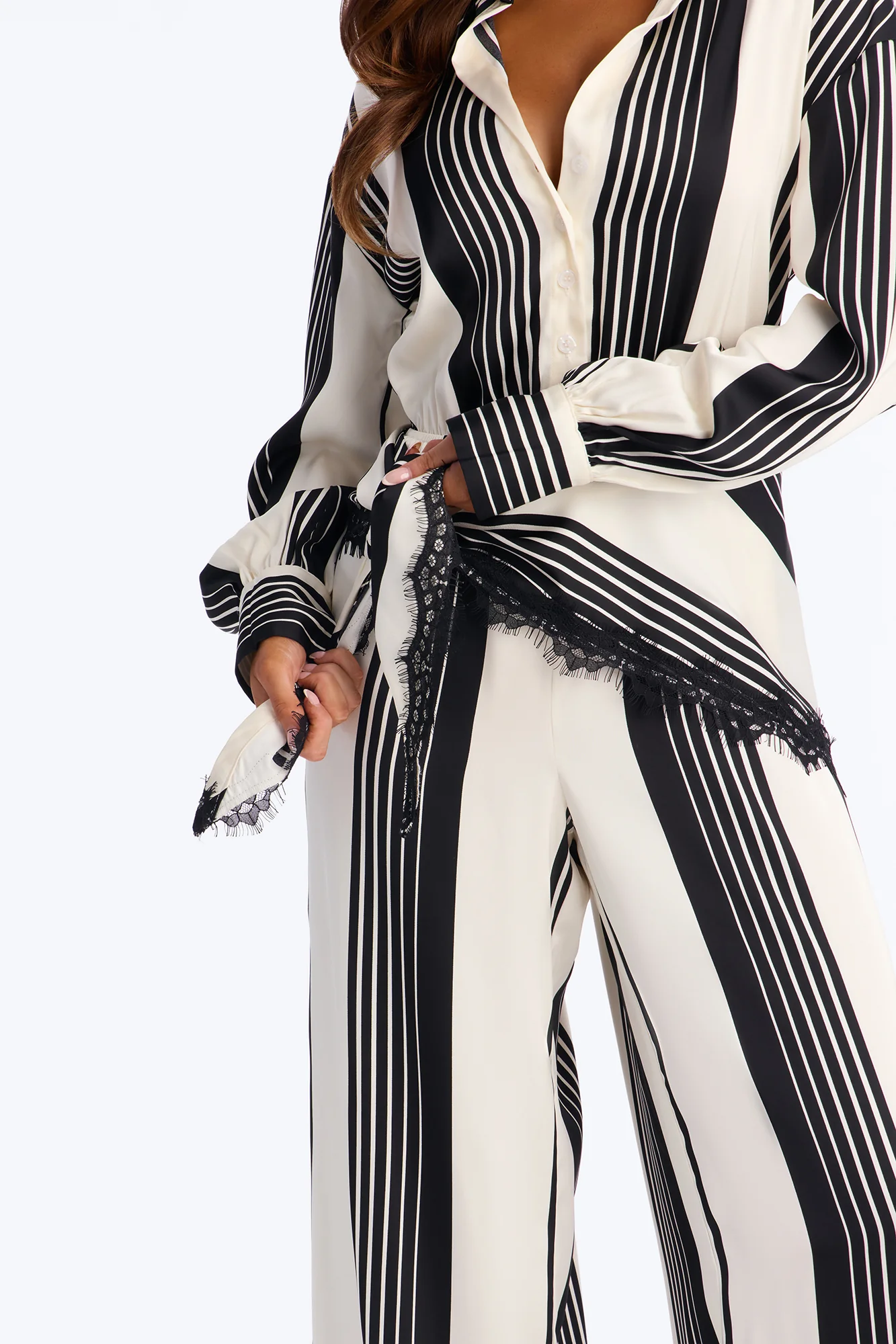 Murielle Satin Wide Leg 2 Piece Jumpsuit - Cream/combo - Image 3
