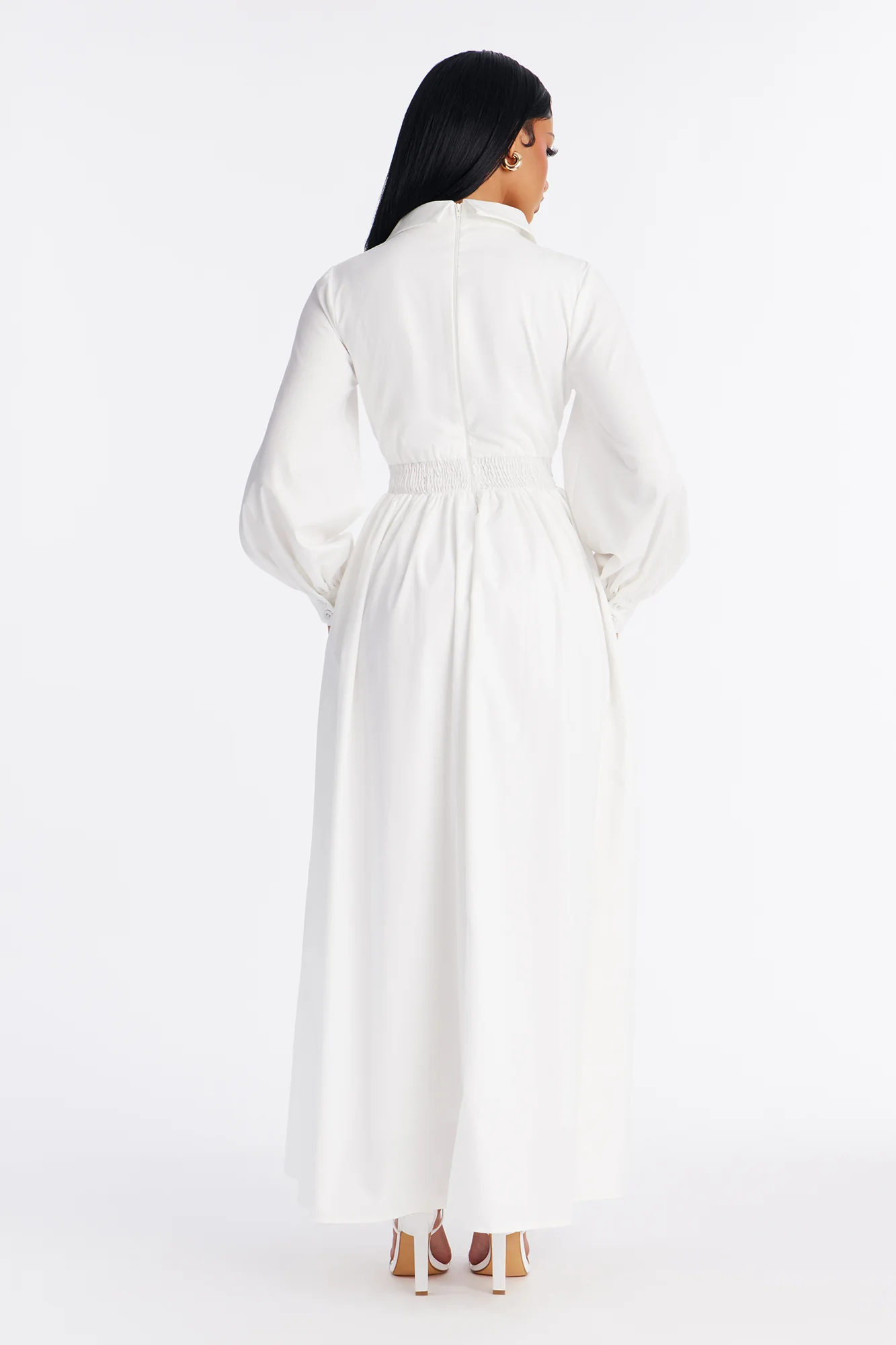 Muse In Motion Ruched Maxi Dress - White - Image 3