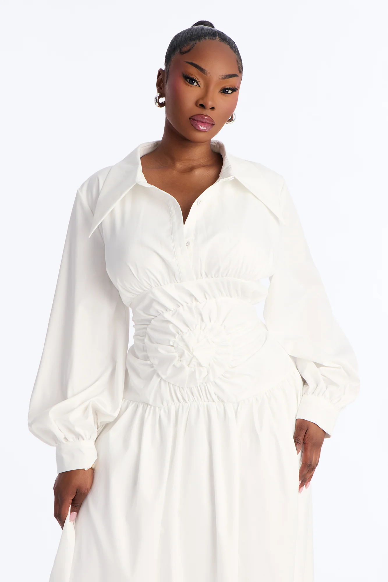 Muse In Motion Ruched Maxi Dress - White - Image 5