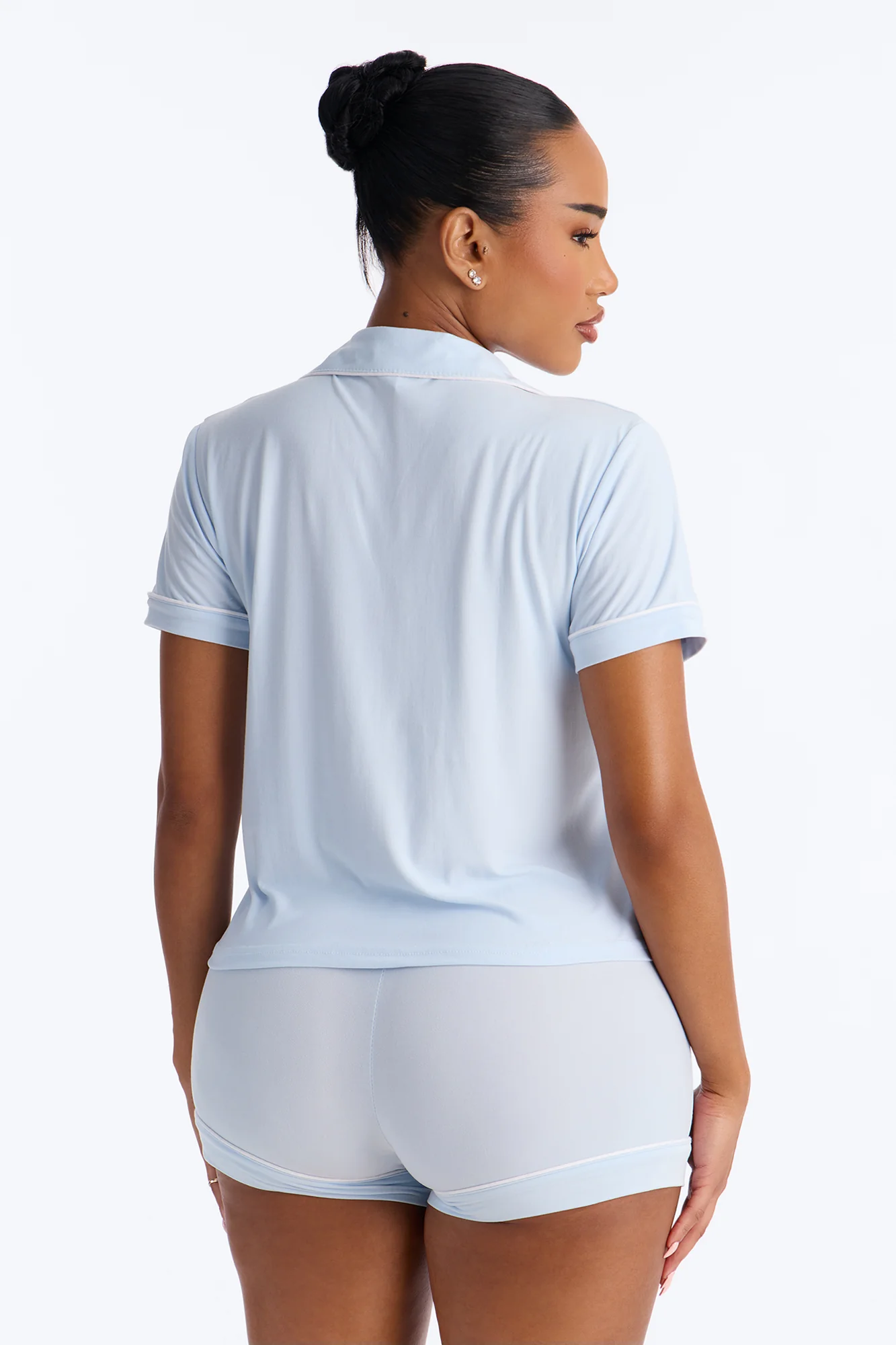 My Bridesmaid Notch Collar PJ Short Set - Light Blue - Image 3