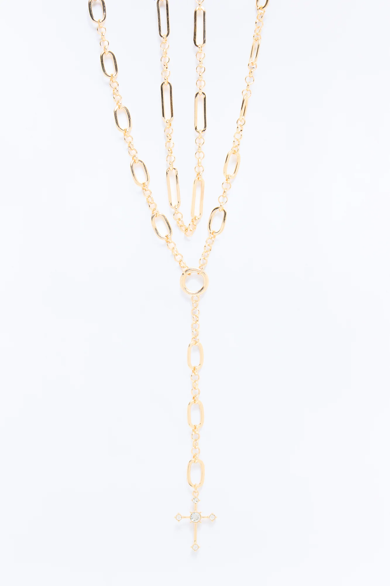 My Darling Cross Lariat Necklace - Gold