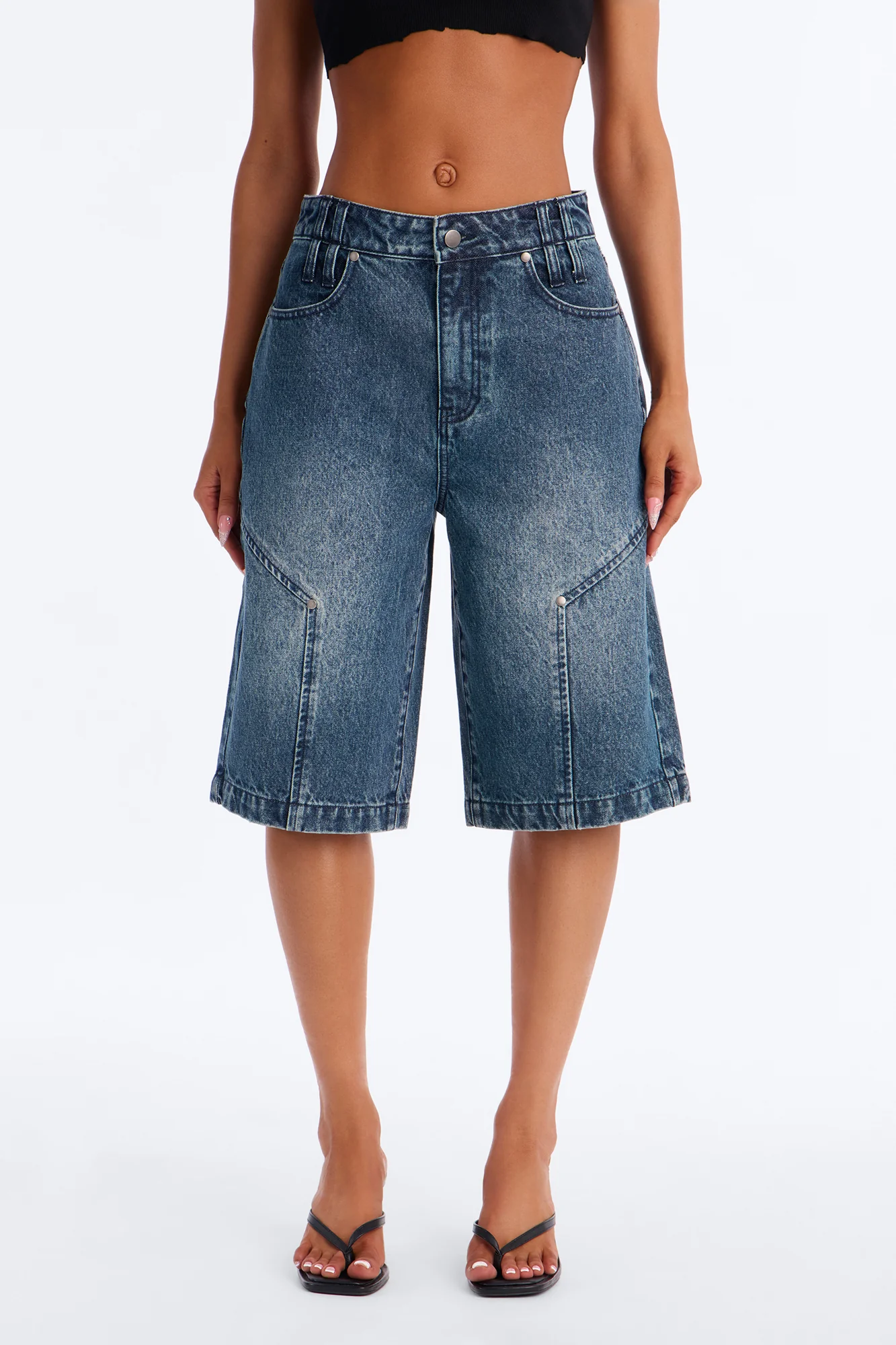 My Go To Utility Denim Jorts - Dark Wash