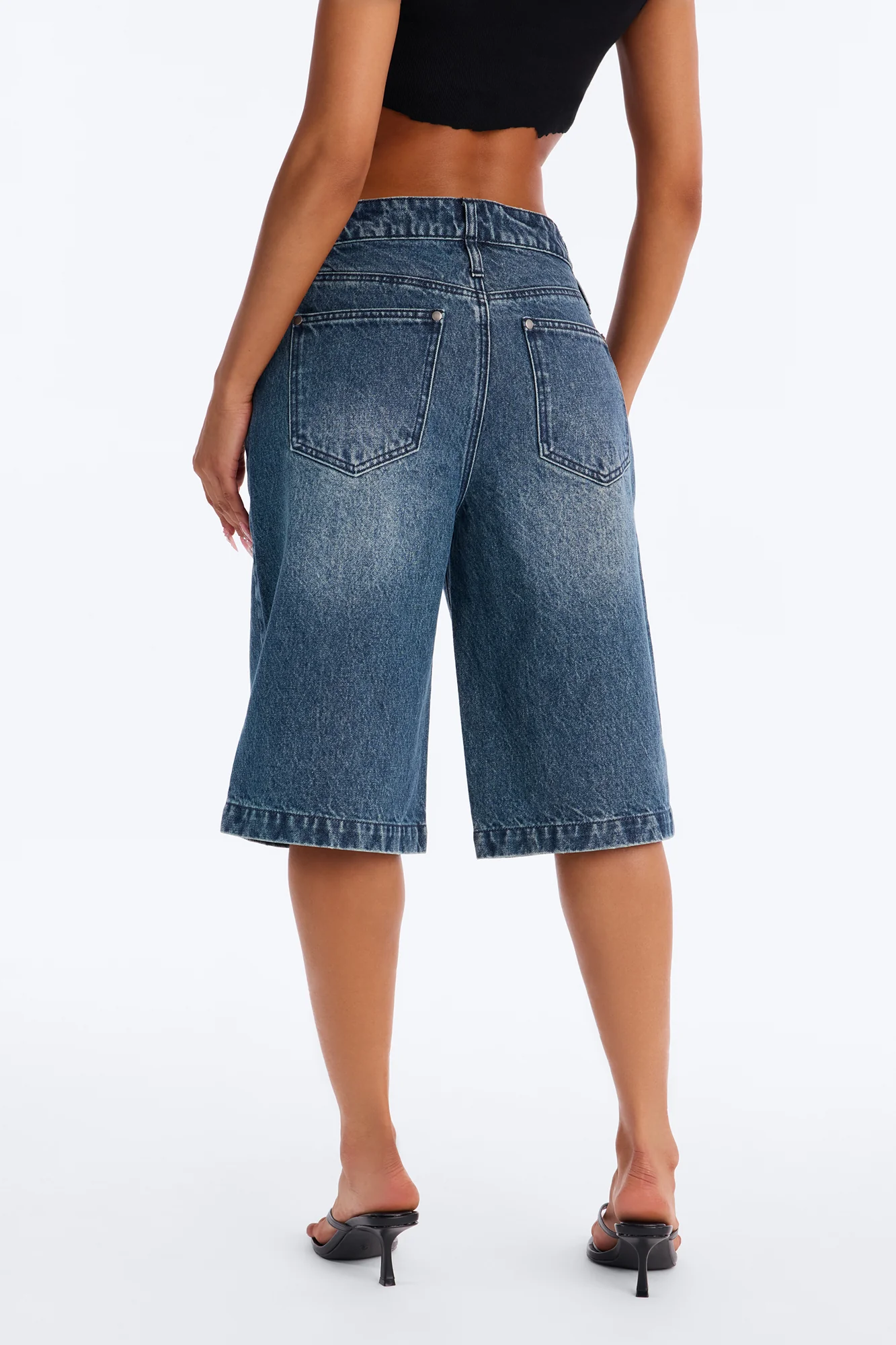 My Go To Utility Denim Jorts - Dark Wash - Image 4