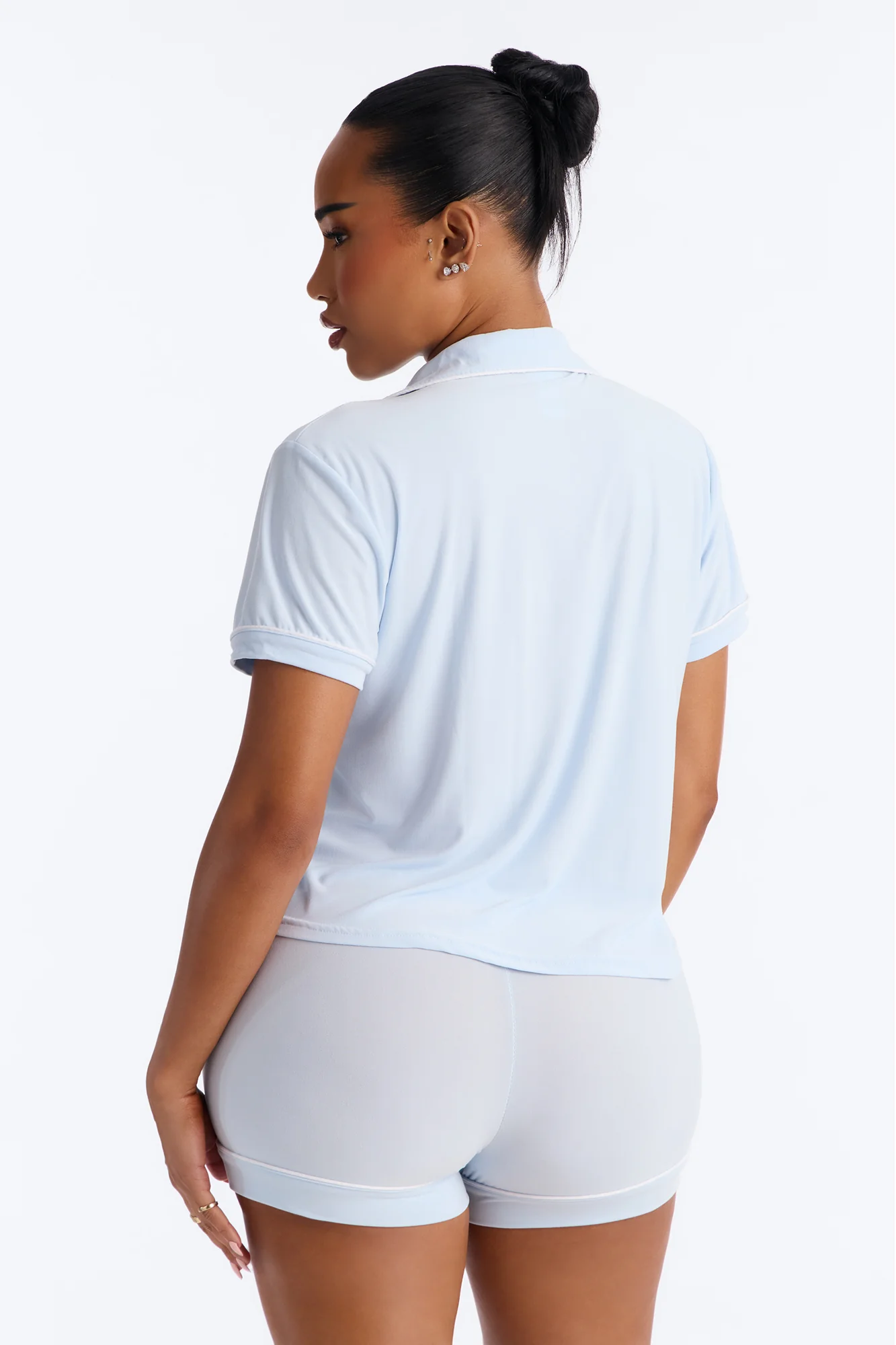 My Maid Of Honor Notch Collar PJ Short Set - Light Blue - Image 3