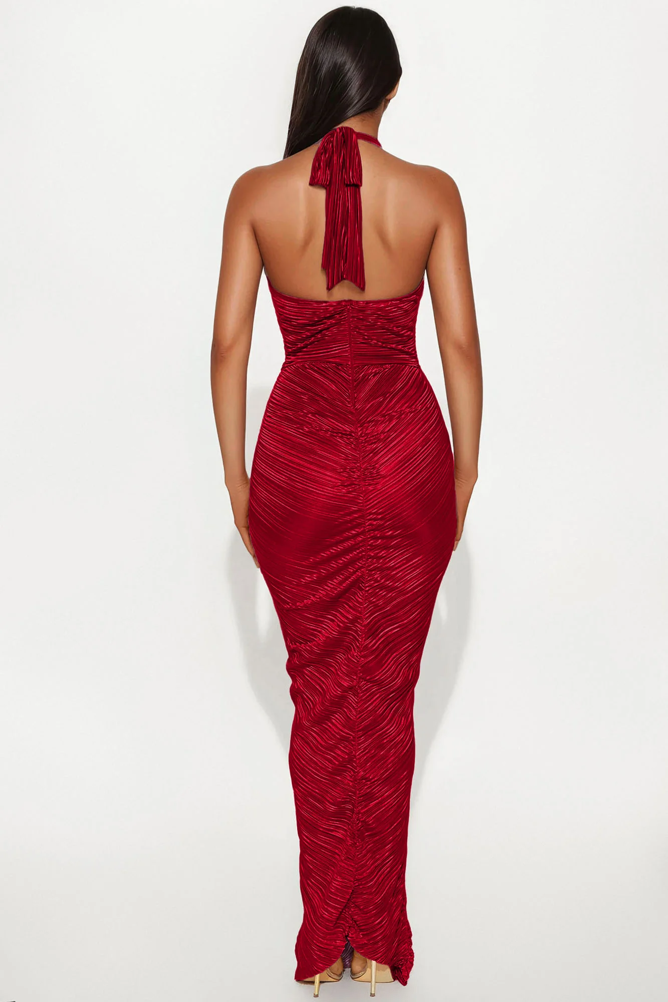 My Moment Pleated Maxi Dress - DarkRed - Image 3