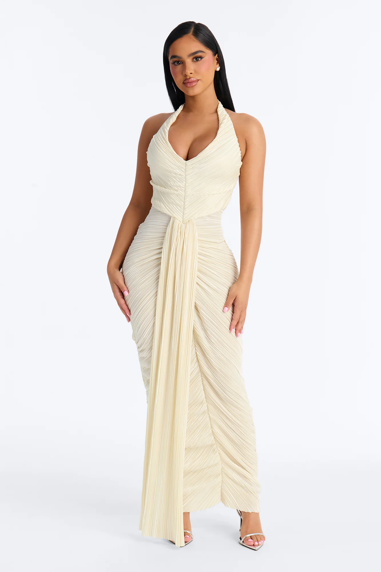 My Moment Pleated Maxi Dress - Ivory