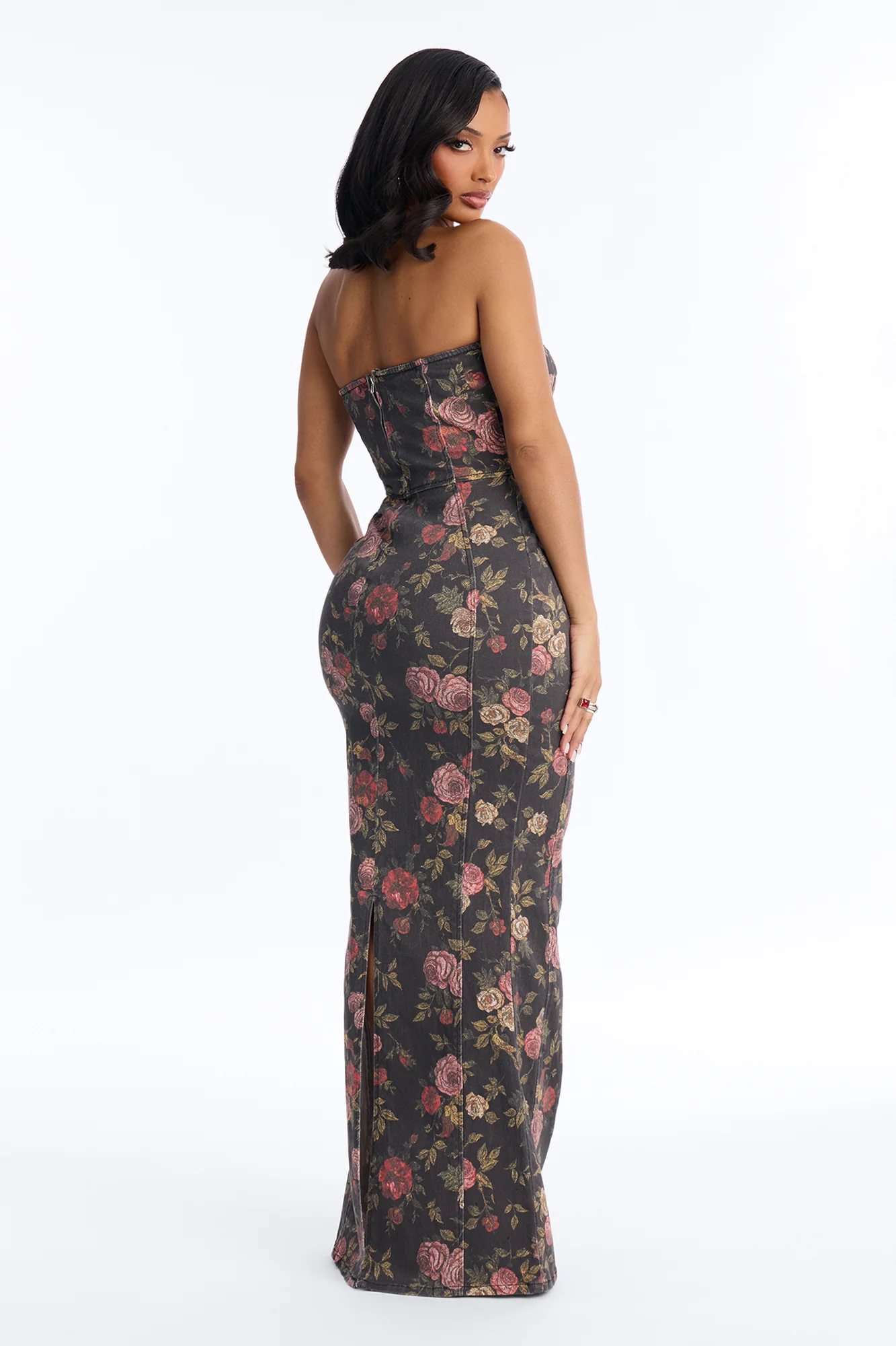 My Secret Garden Denim Maxi Dress - Rose/Combo - Image 4