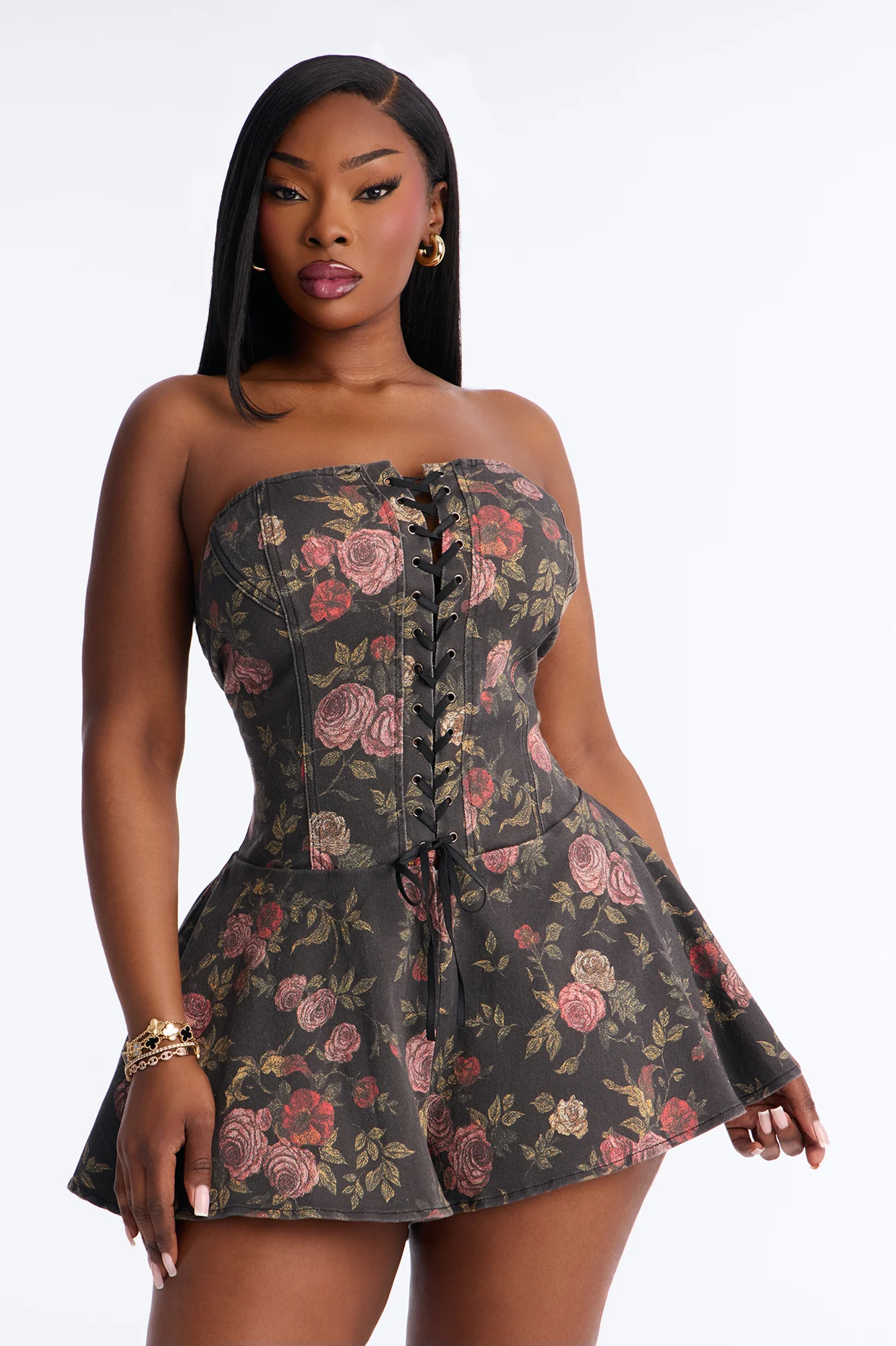 My Secret Garden Denim Romper - Black/combo - Image 6