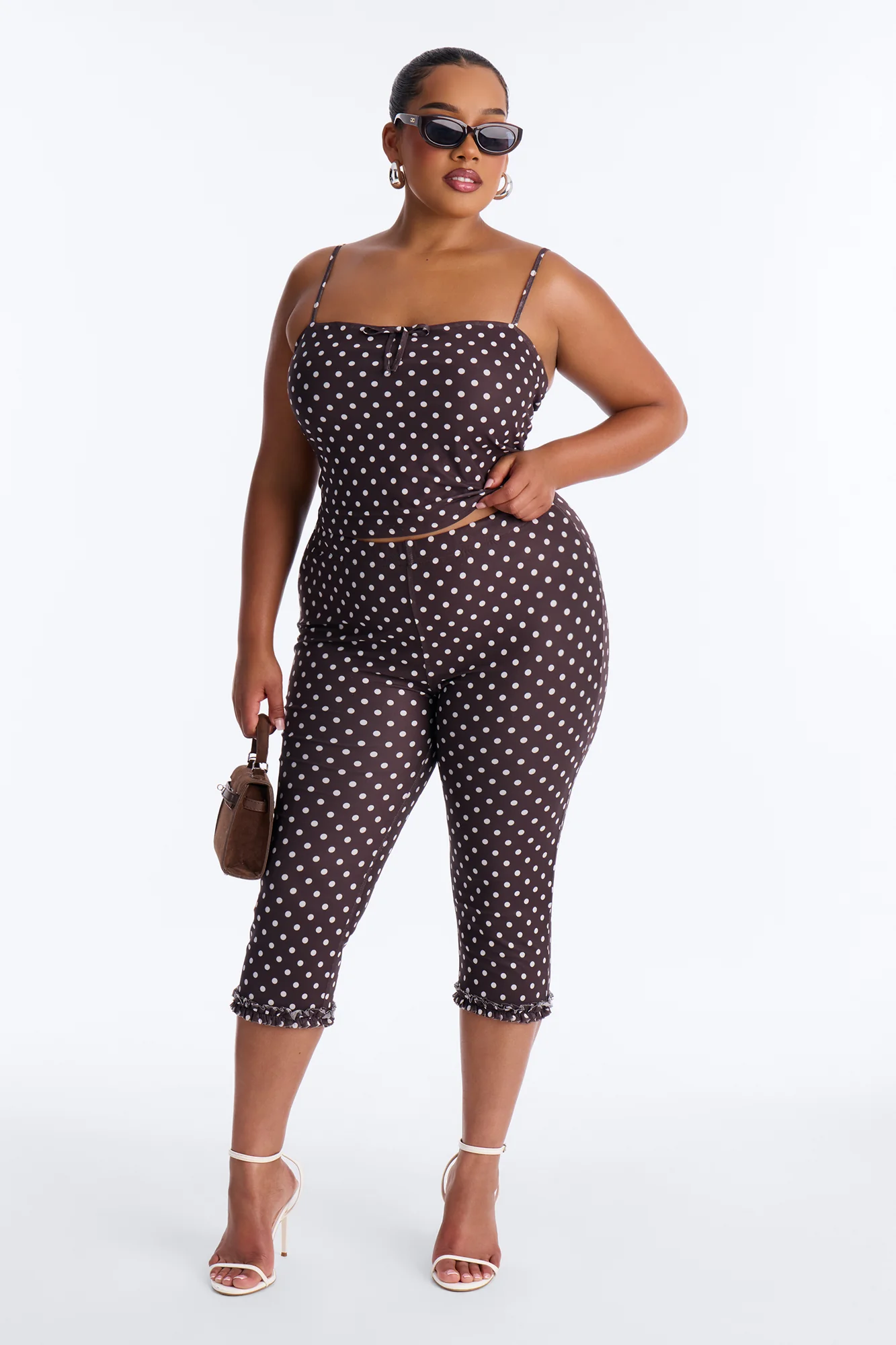 My Sweet Spot Polka Dot Capri Set - Chocolate - Image 5