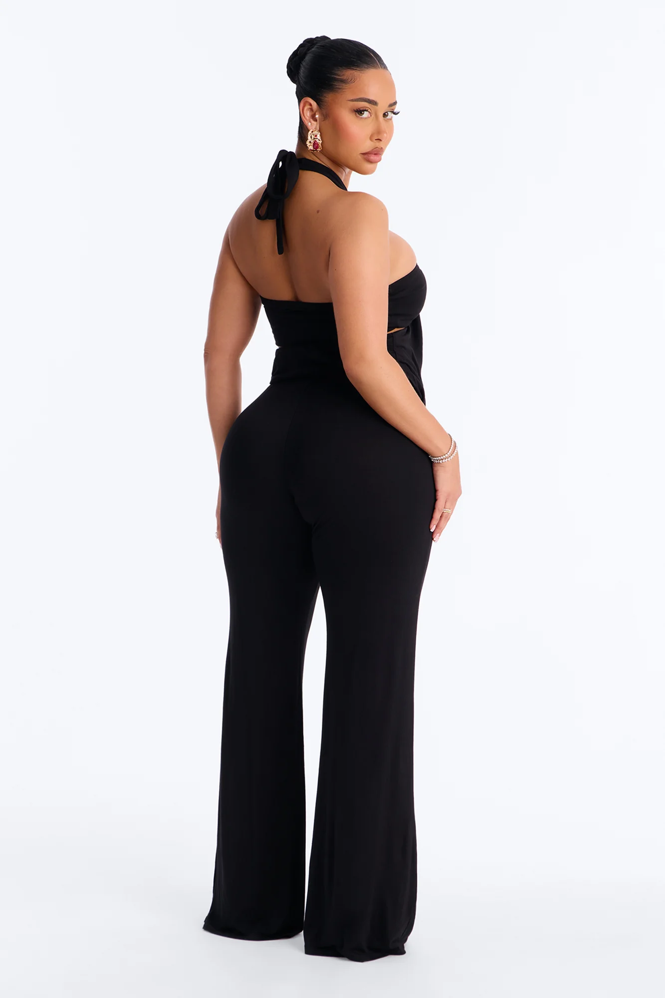 Mya High Neck Jumpsuit And Bandeau 2 Piece Set - Black - Image 4