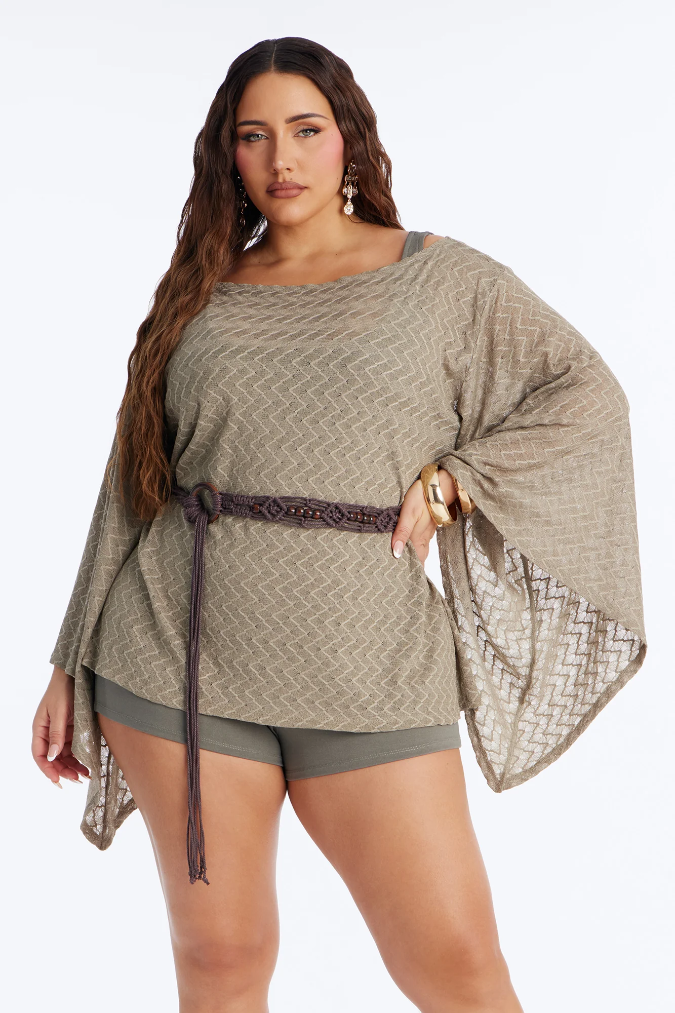 Myla Belted Knit Romper - Olive - Image 5
