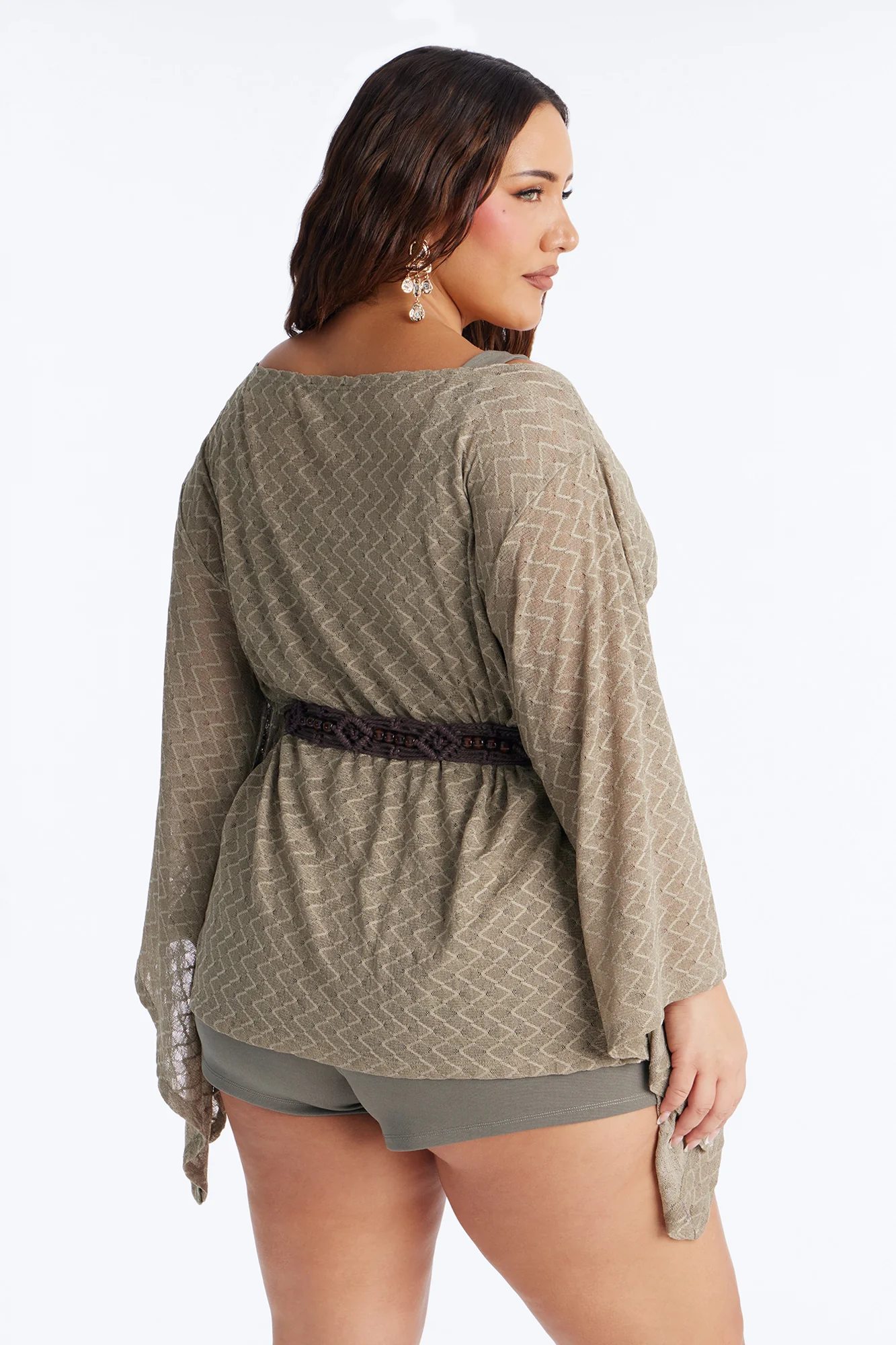 Myla Belted Knit Romper - Olive - Image 8