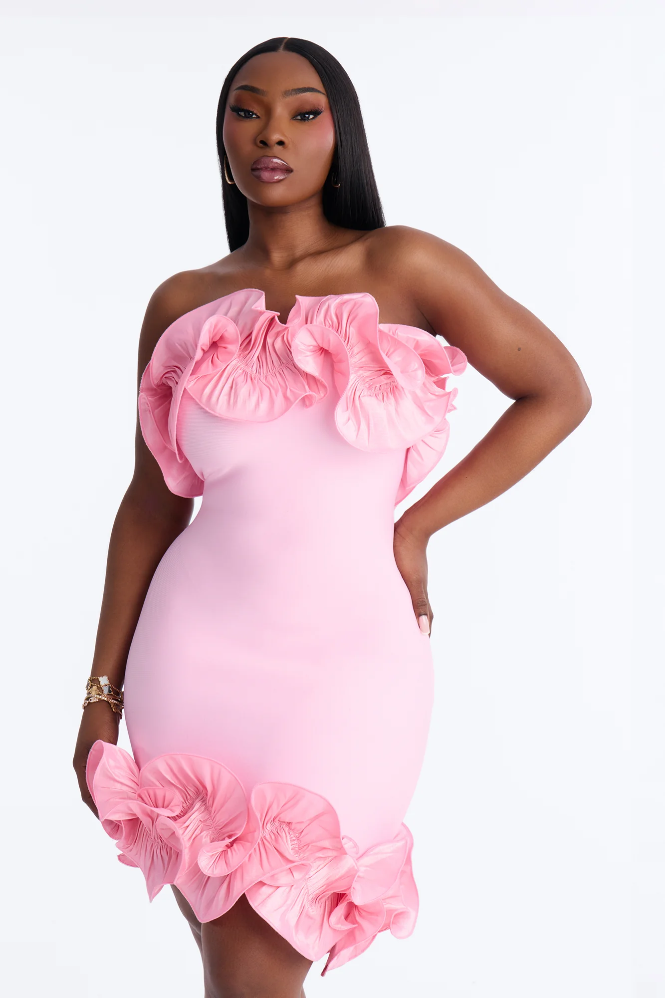 Myla Strapless Bandage Mini Dress - Pink - Image 5