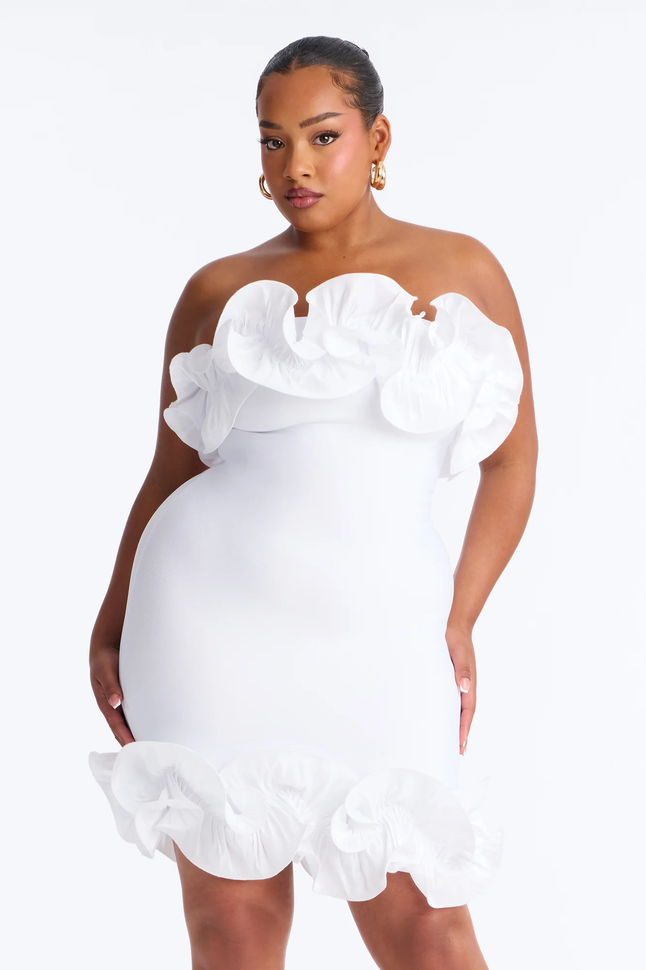 Myla Strapless Bandage Mini Dress - White - Image 5
