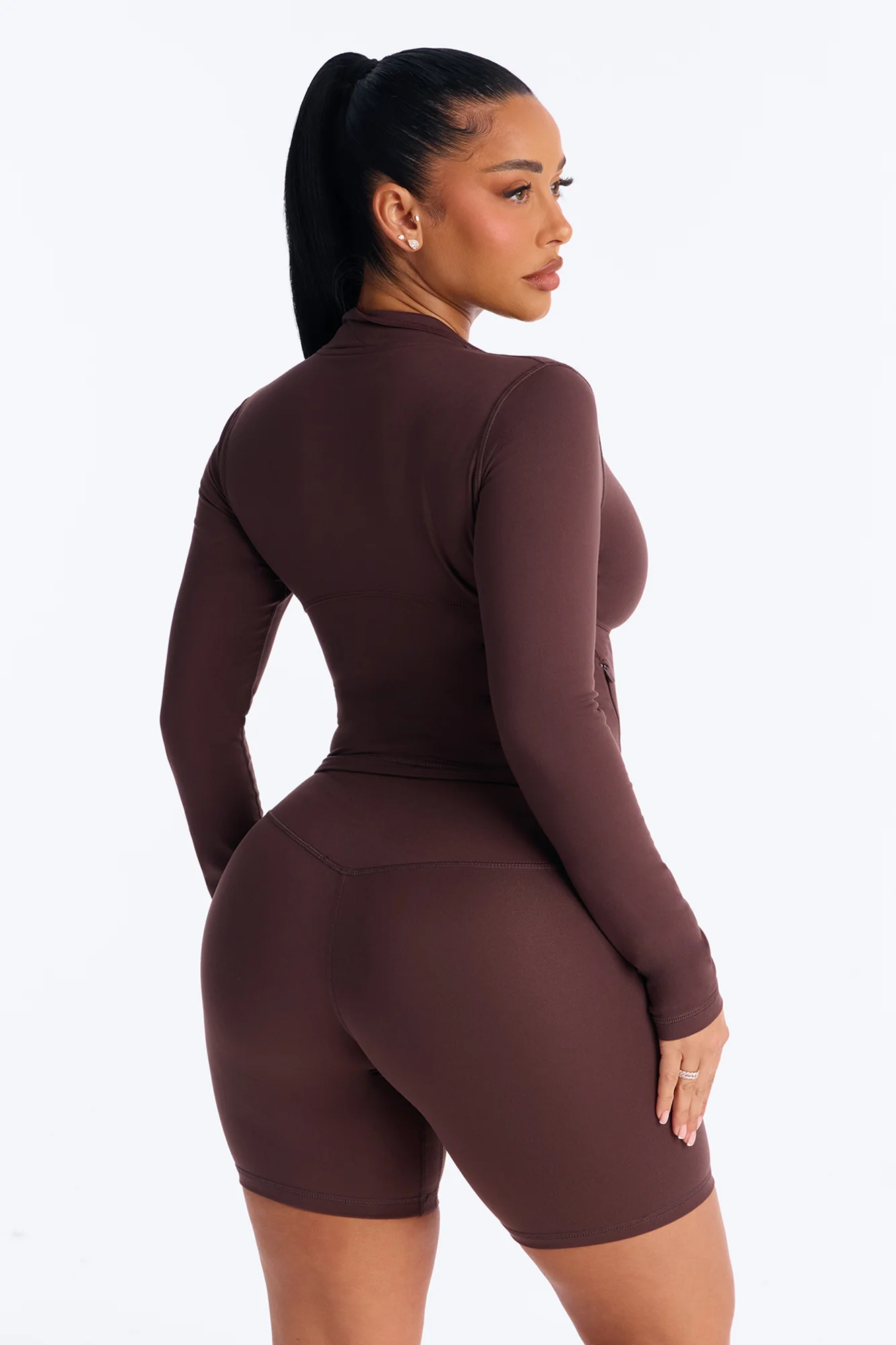 Myla Tricot Lounge Fitted Zip Up Jacket - Chocolate - Image 4