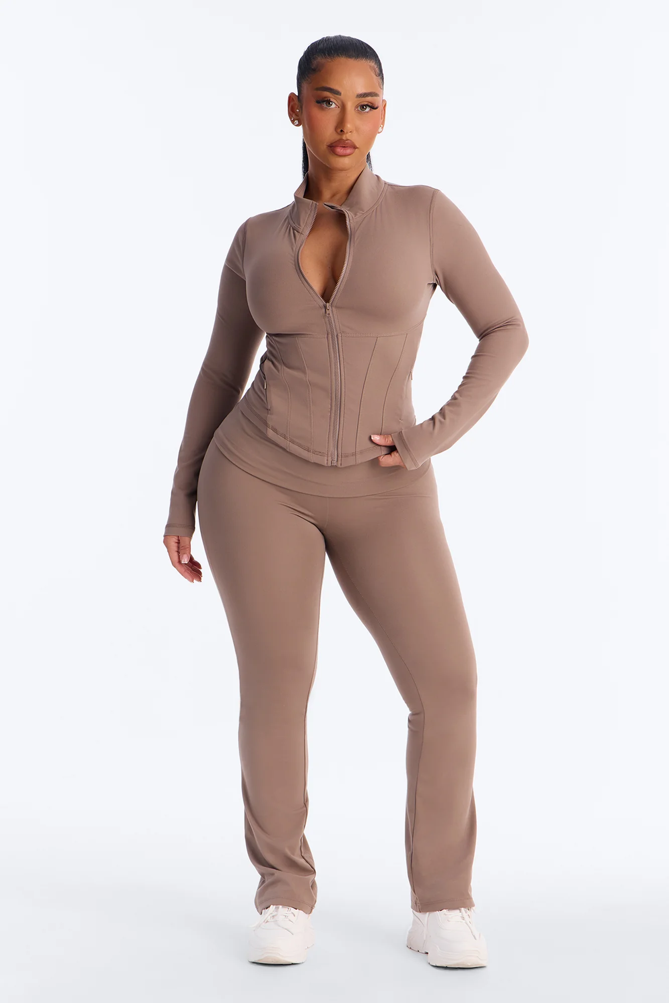 Myla Tricot Lounge Fitted Zip Up Jacket - Mocha - Image 2