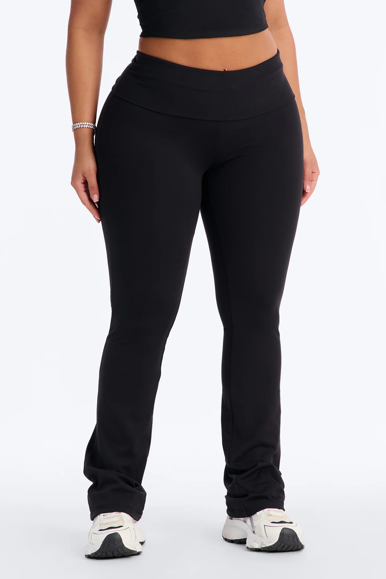 Myla Tricot Lounge Fold Over Flare Pants - Black - Image 2